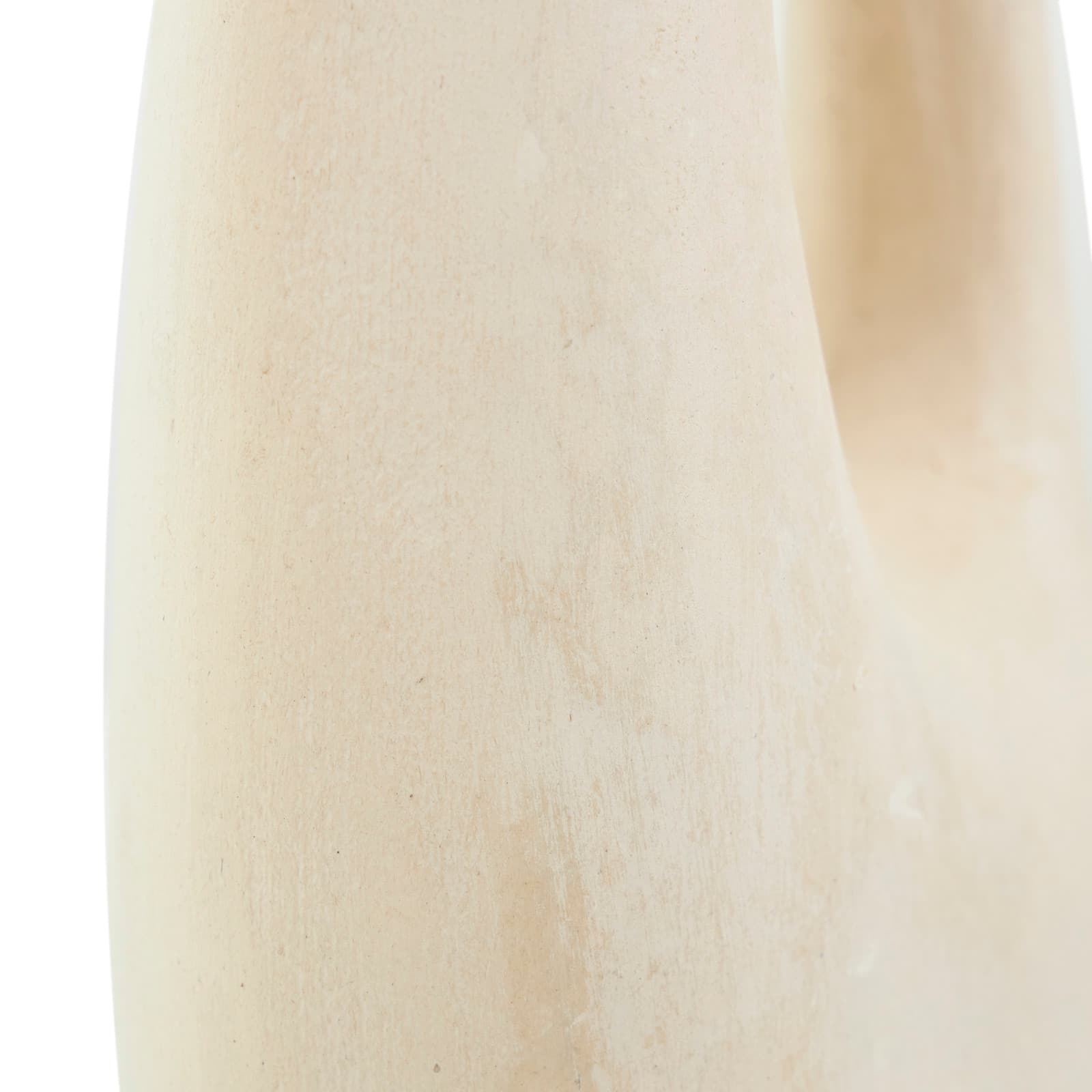 18" Beige Paper Mache Abstract Curved Vase with Handle