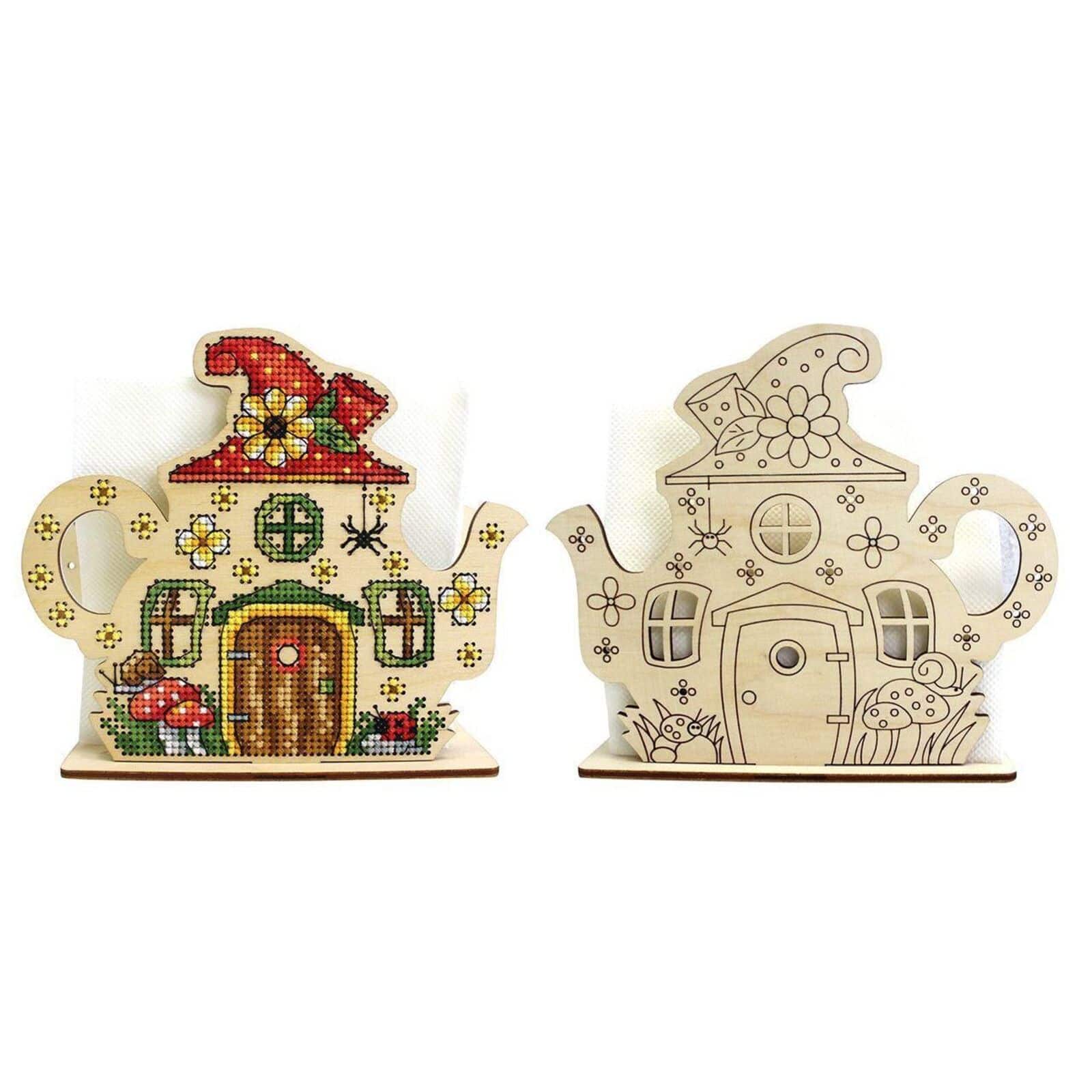 MP Studia Fairytale House. Napkin Holder Cross Stitch On Wood Kit
