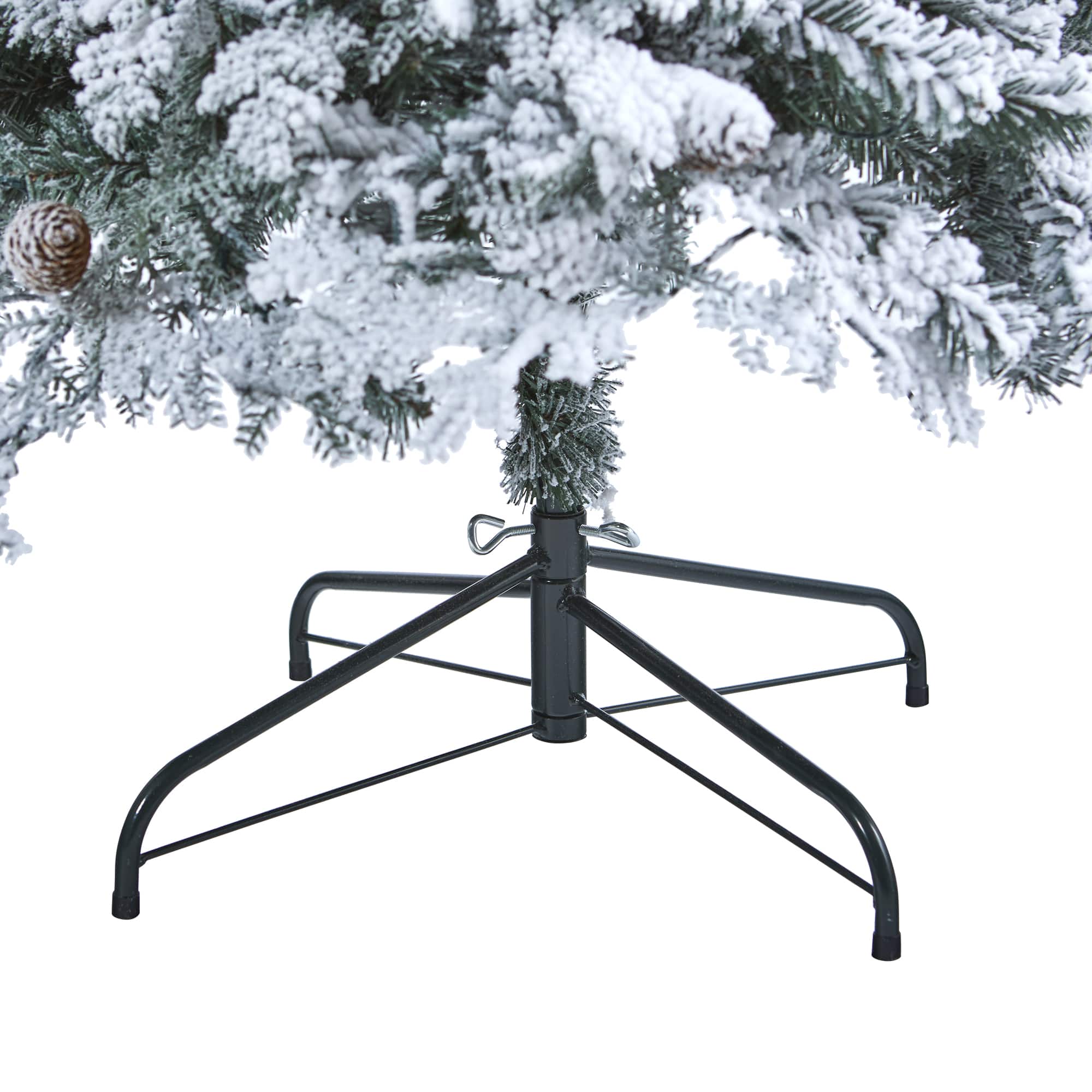 7ft. Pre-Lit Flocked Montana Down Swept Spruce & Pinecones Artificial Christmas Tree with Clear LED Lights