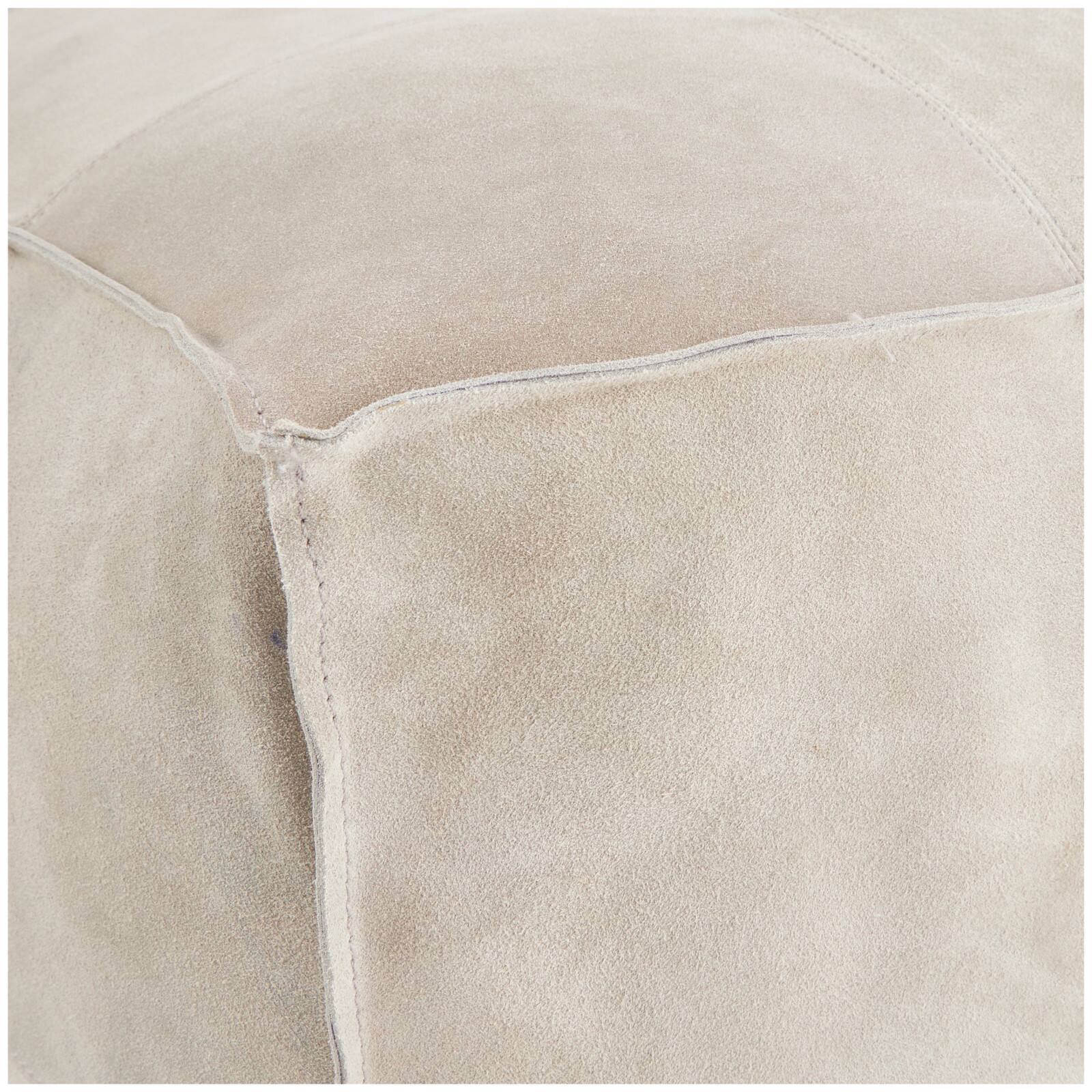 28" Leather Low Profile Square Pouf with Patchwork Design