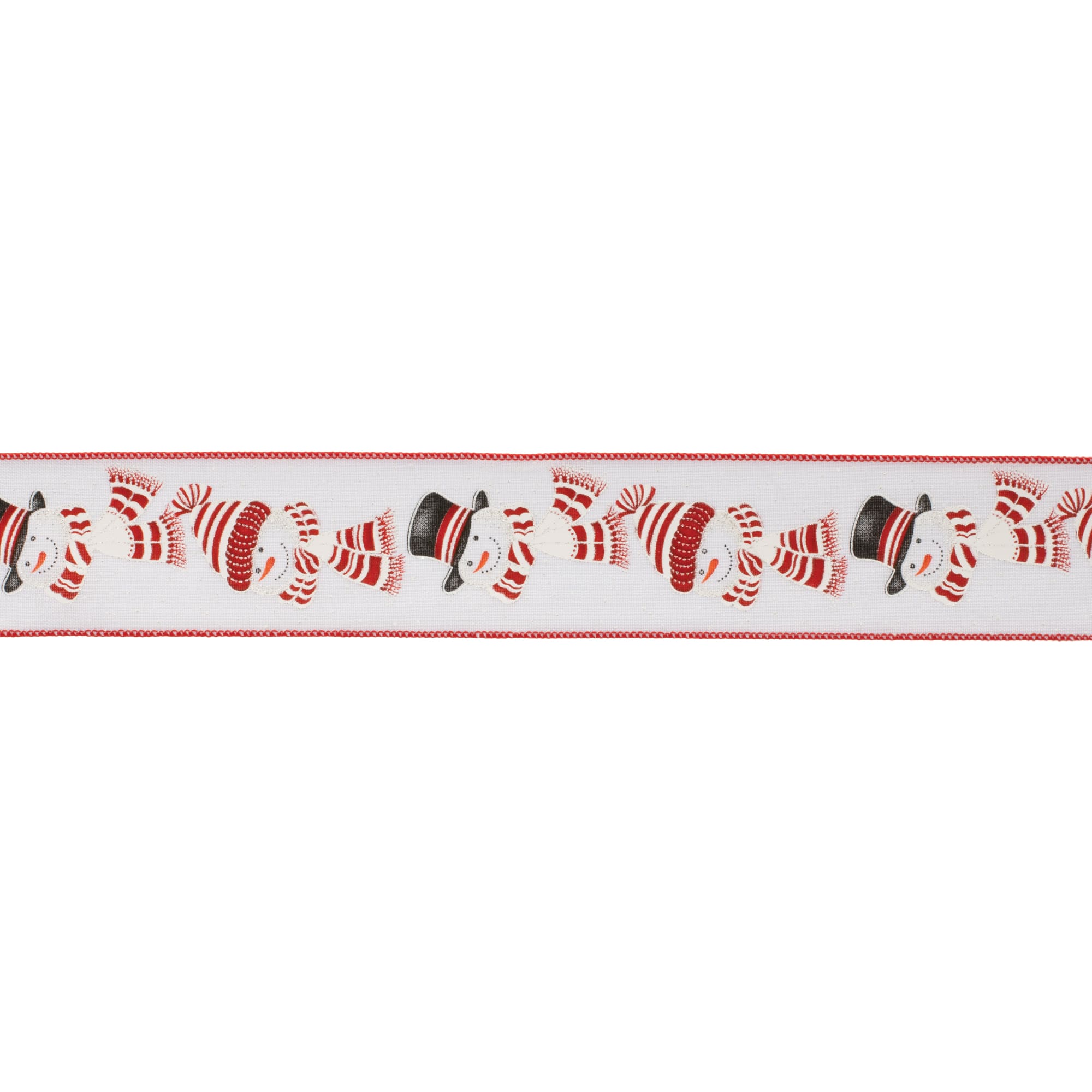 2.5" x 10yd. Glittered Snowman Wired Ribbons, 2ct.