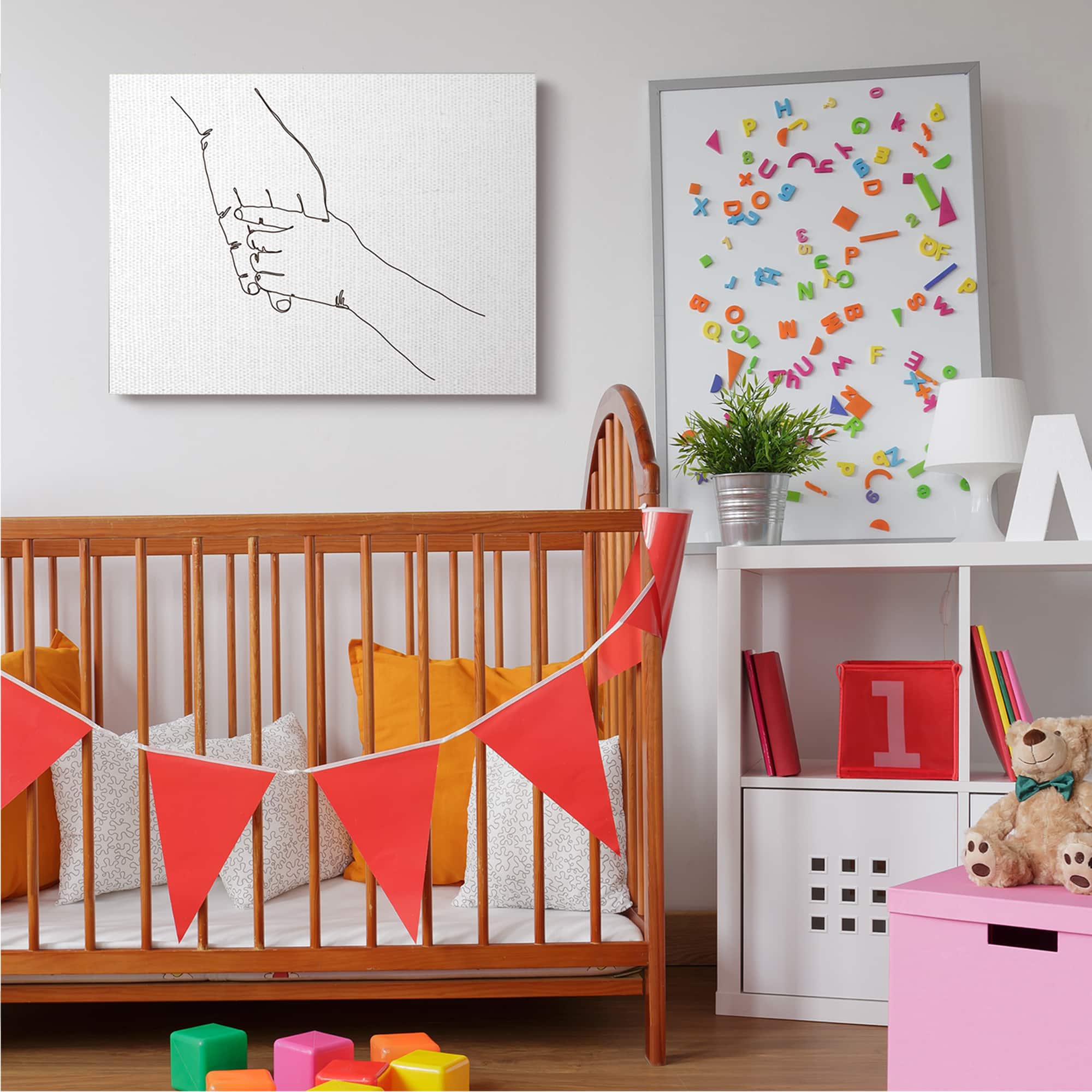 Stupell Industries Family Holding Hands Pose Minimal Linework Canvas Wall Art