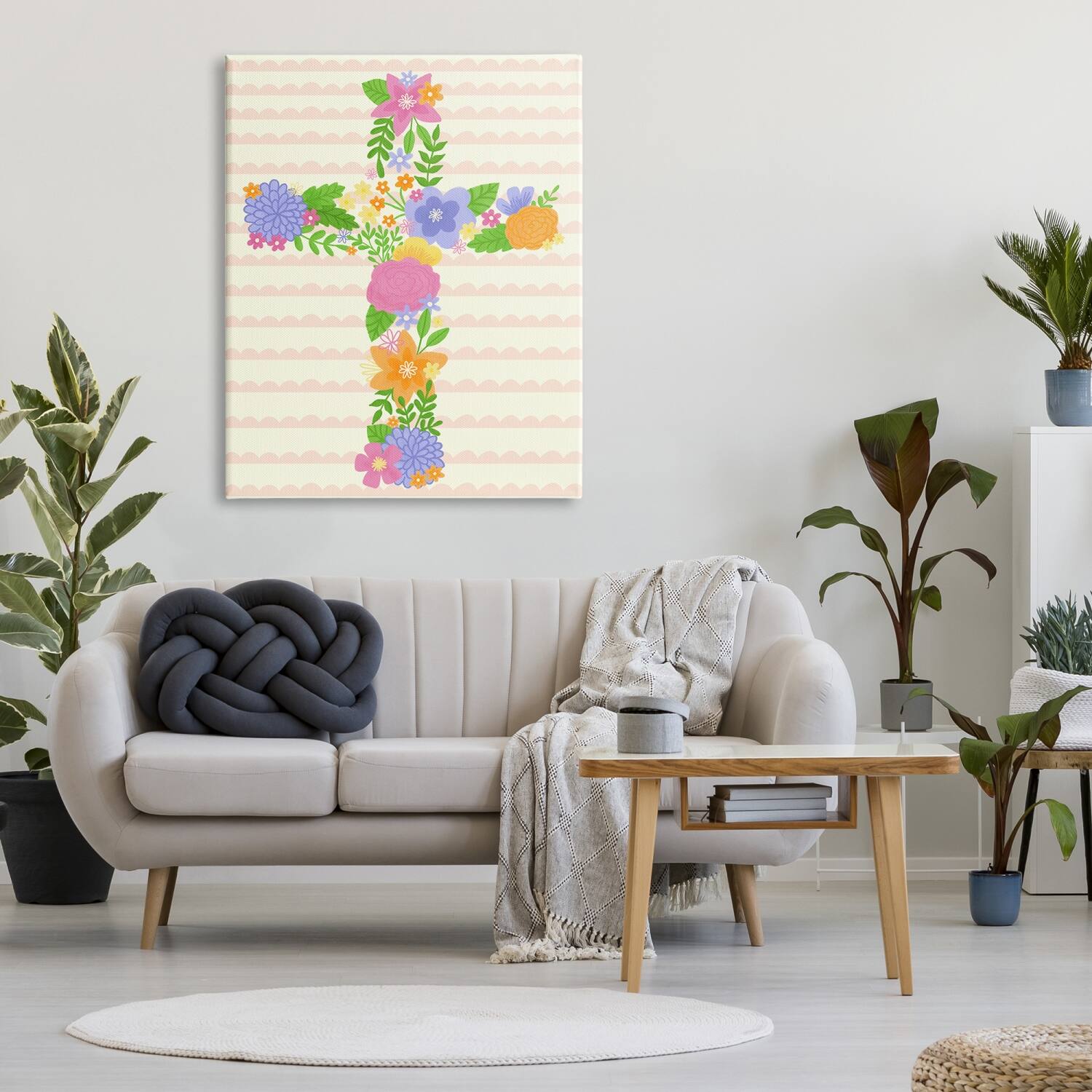 Stupell Industries Floral Cross Religious Symbol Canvas Wall Art