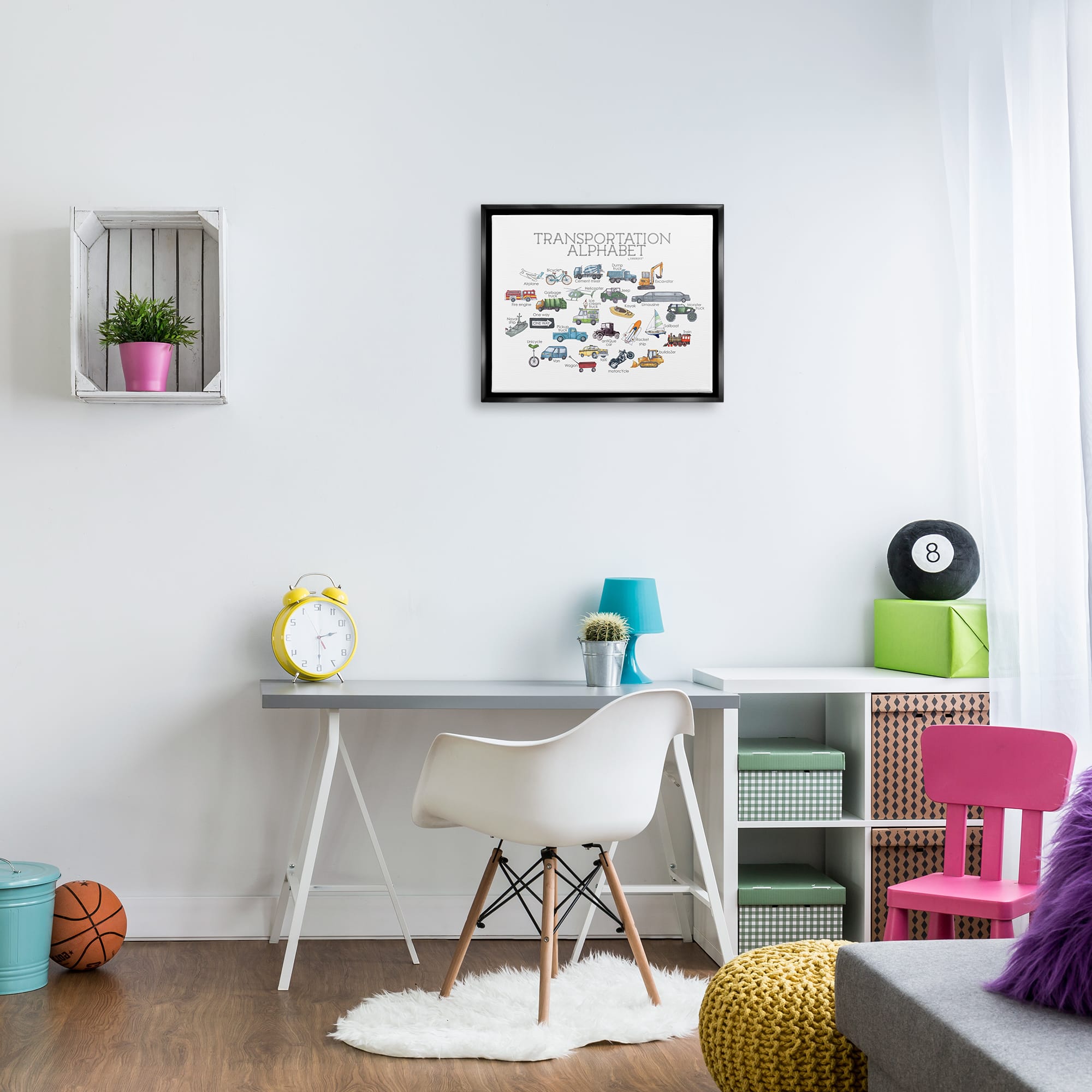 Stupell Industries Kids Educational Transportation Alphabet Framed Floater Canvas Wall Art