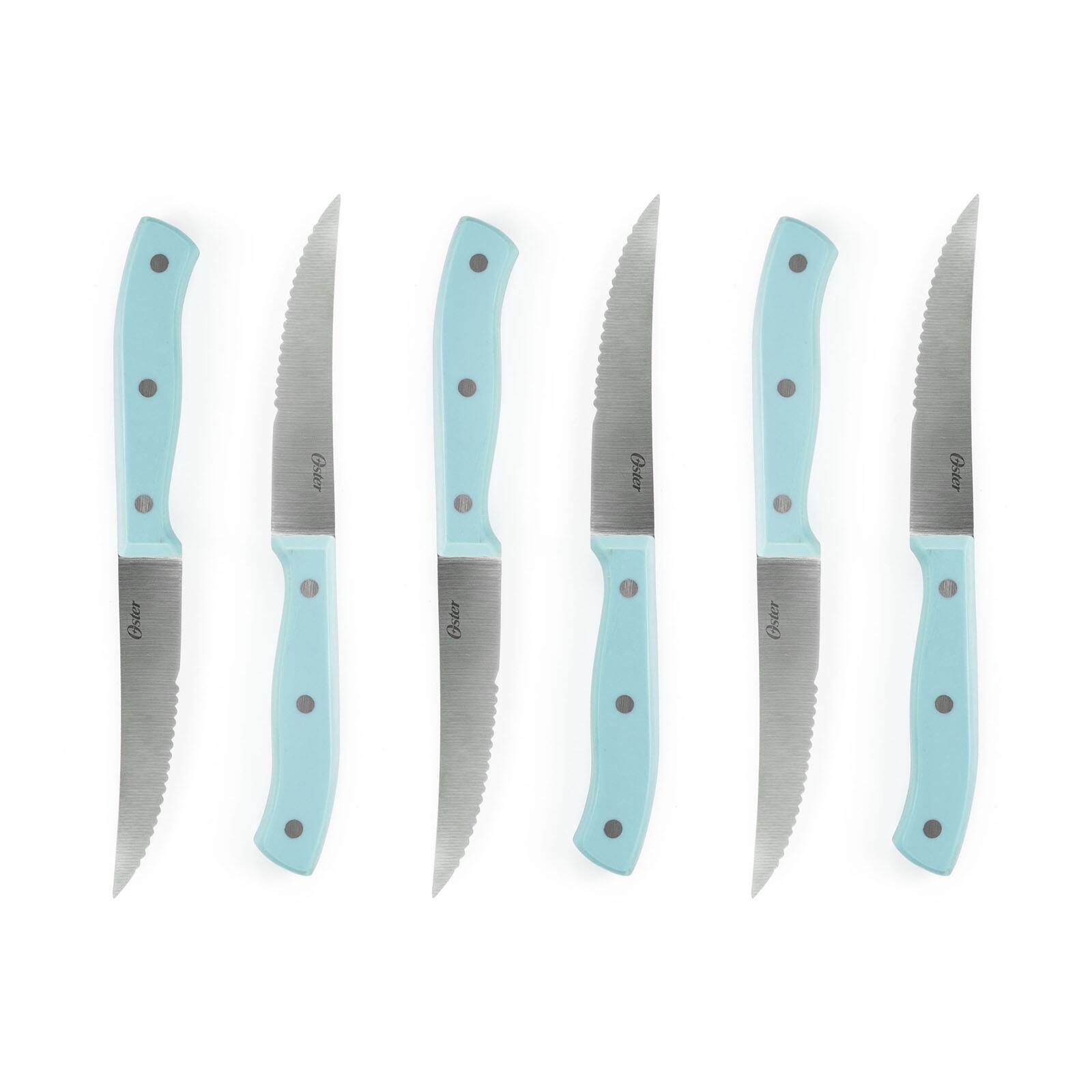 Oster Steffen 14-Piece Blue Stainless Steel Cutlery Set with Storage Block