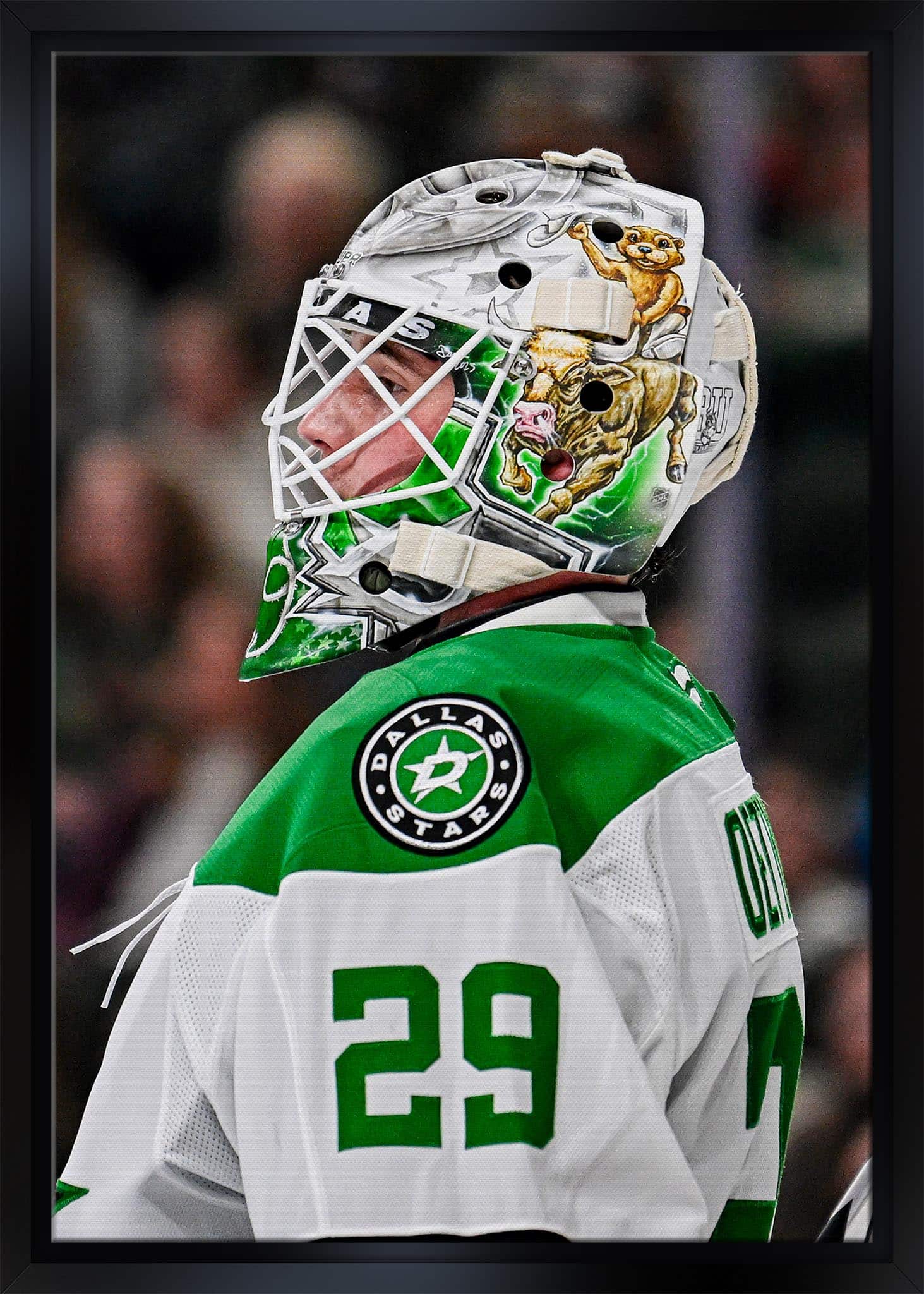 Jake Oettinger 20" x 29" Framed Canvas Stars 2025 Playoffs 22.5" x 31.5"