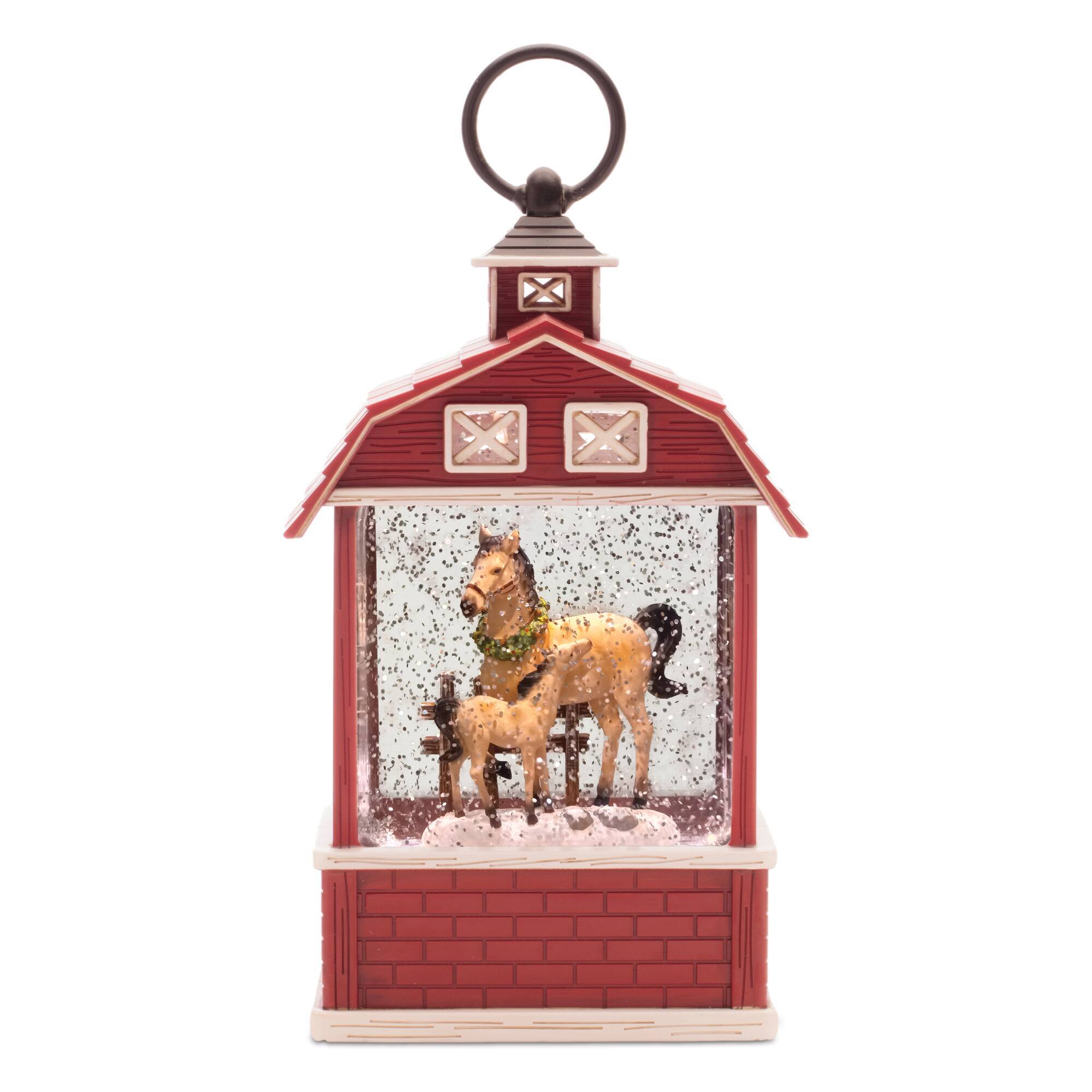 10.75" LED Horse Barn Snow Globe