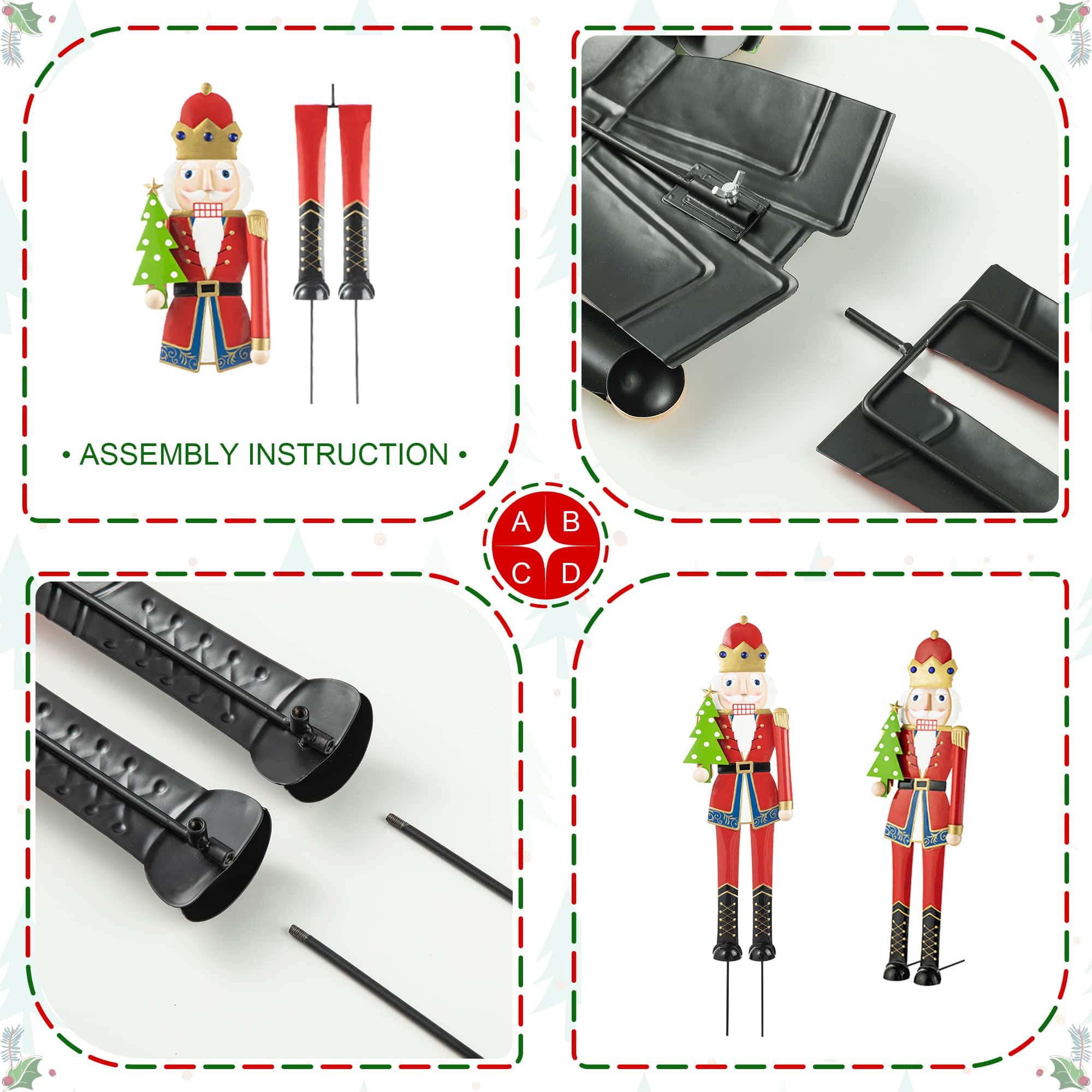 Glitzhome® 43.25" Metal Christmas Nutcracker Yard Stake/Décor Accent