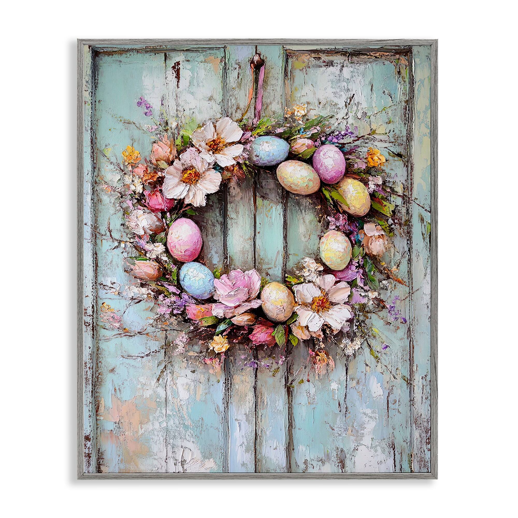 Stupell Industries Rustic Easter Egg Wreath Frame Giclée Wall Art