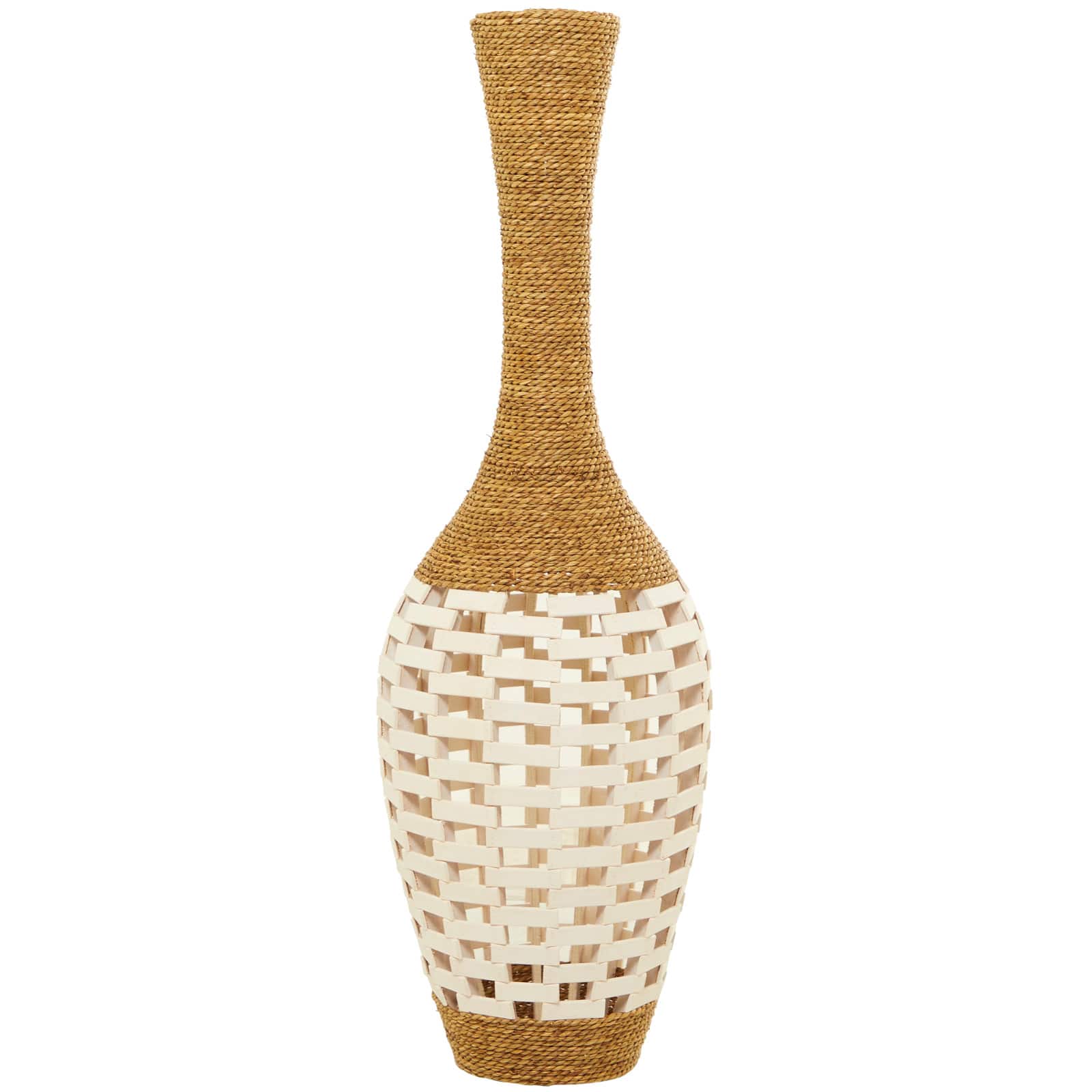 White Seagrass Handmade Tall Woven Floor Vase 13" x 13" x 40"