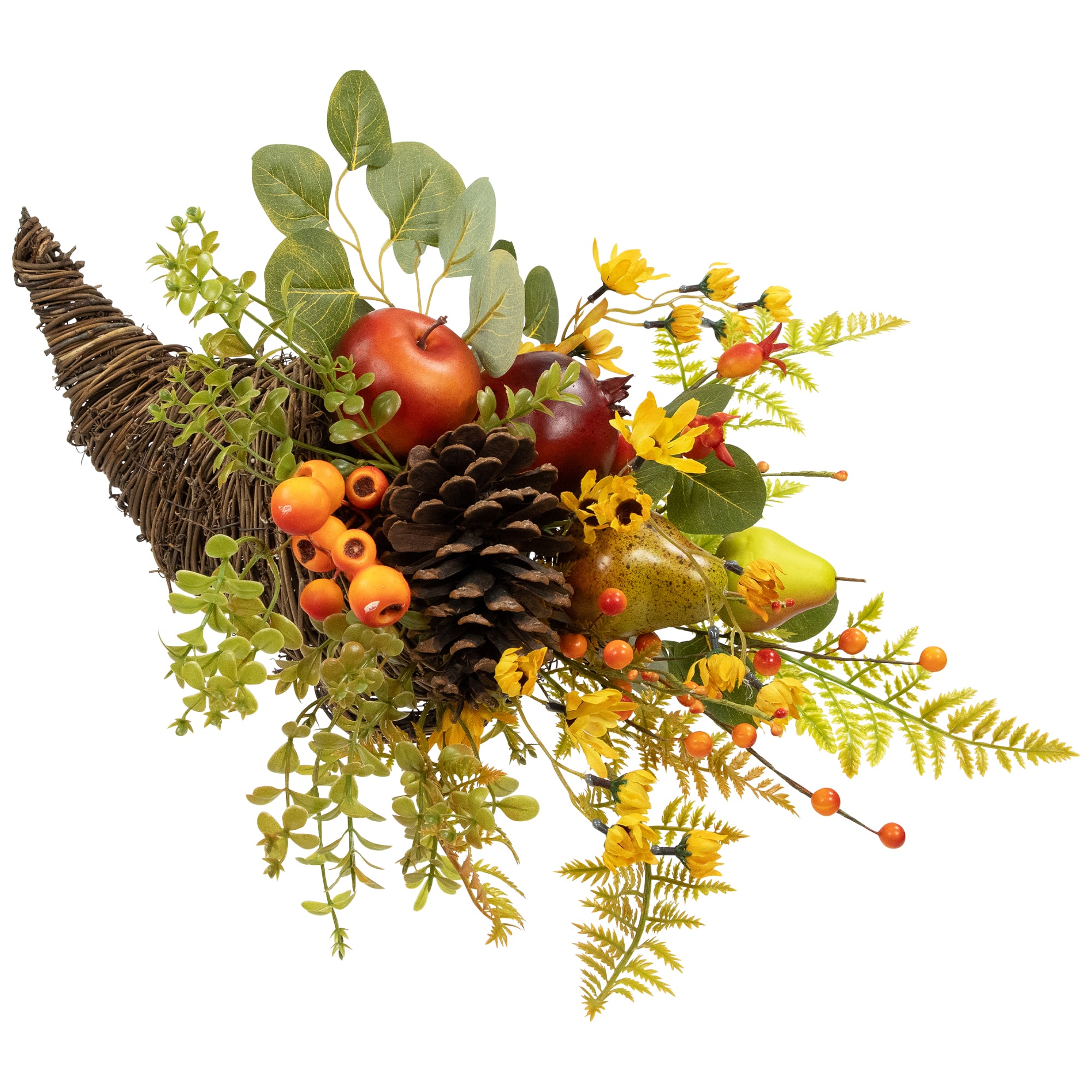 20" Apple & Pear Cornucopia Fall Harvest Decoration