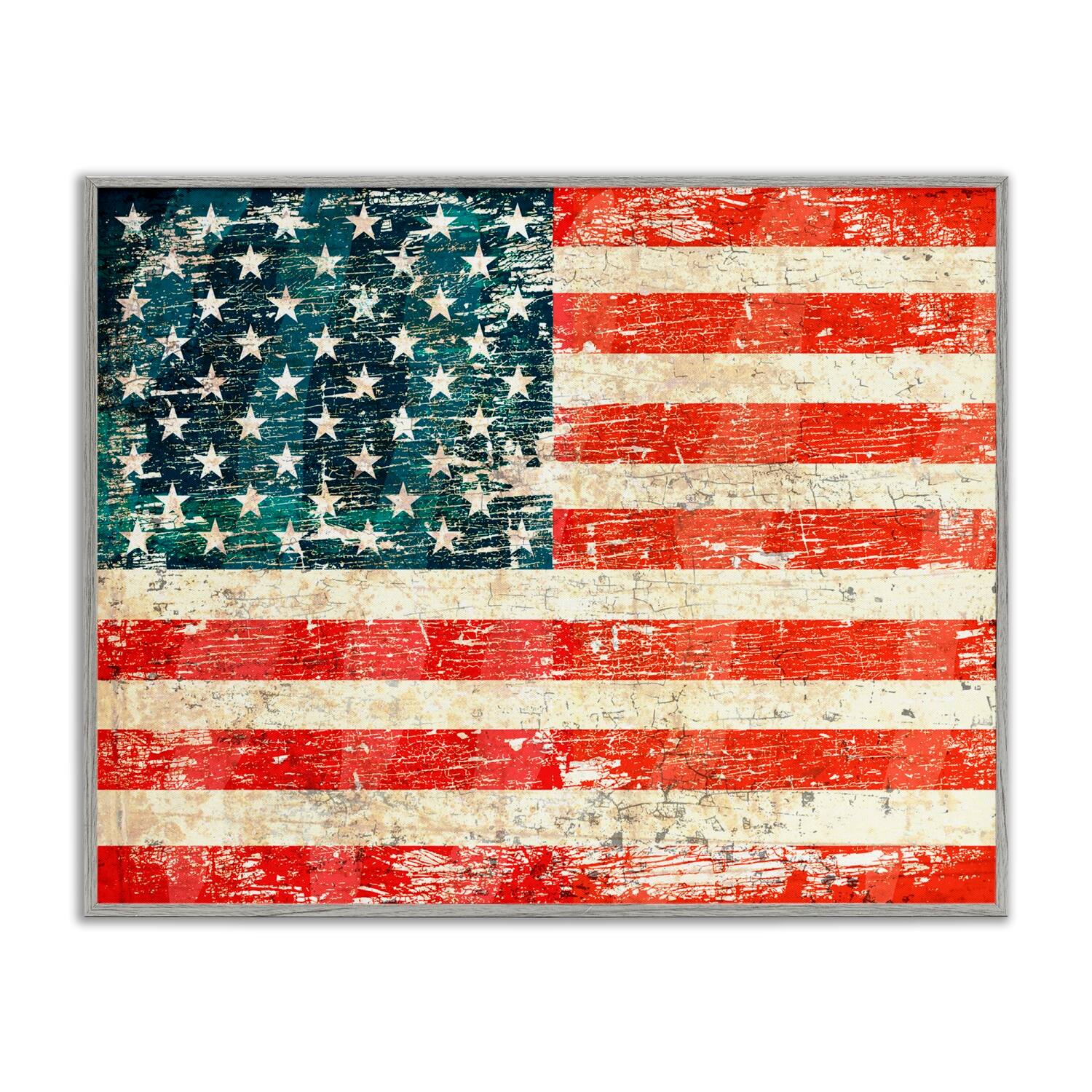 Stupell Industries Rustic American Flag Framed Giclee Art