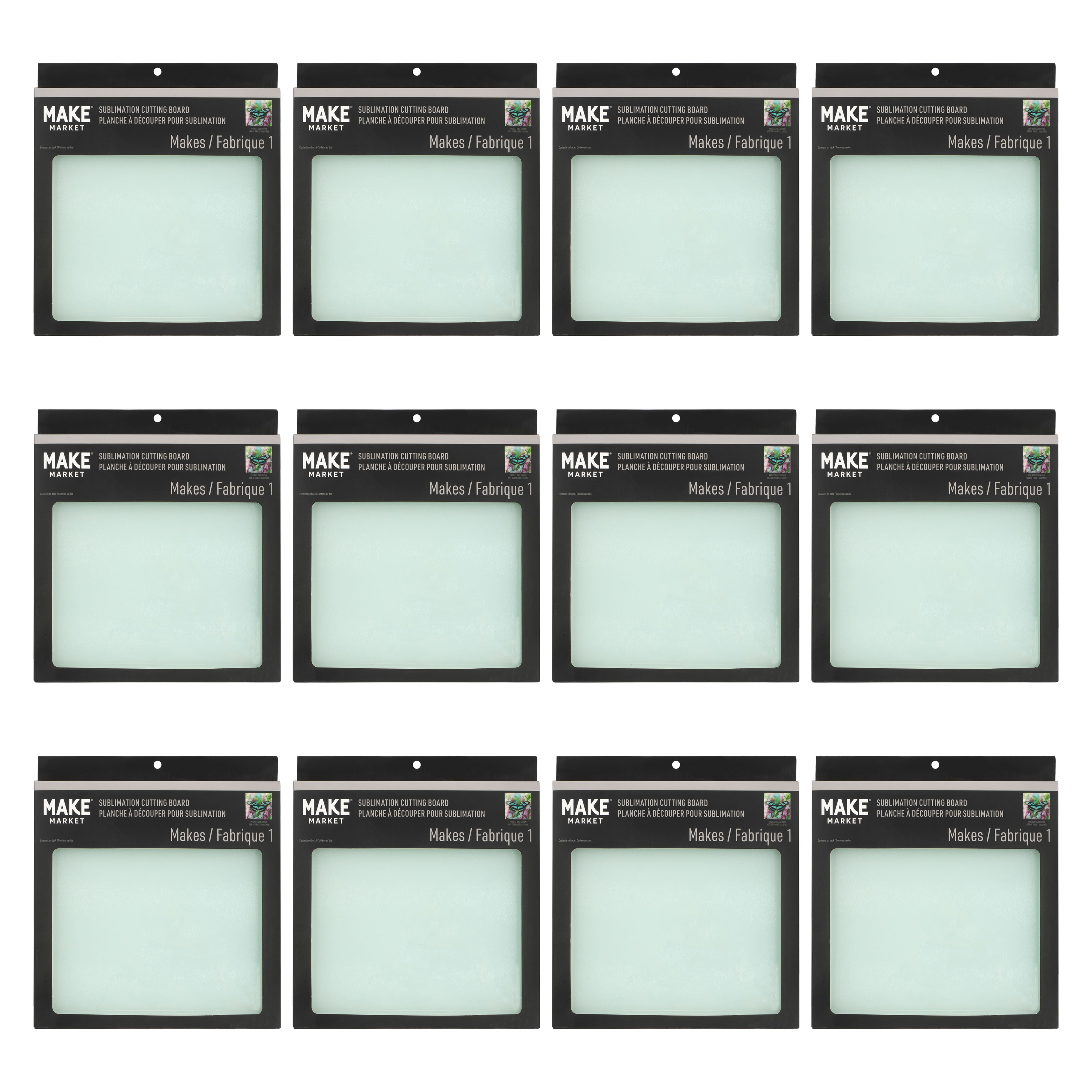 12 Pack: 9" x 9" Square Tempered Glass Sublimation Cutting Board by Make Market®