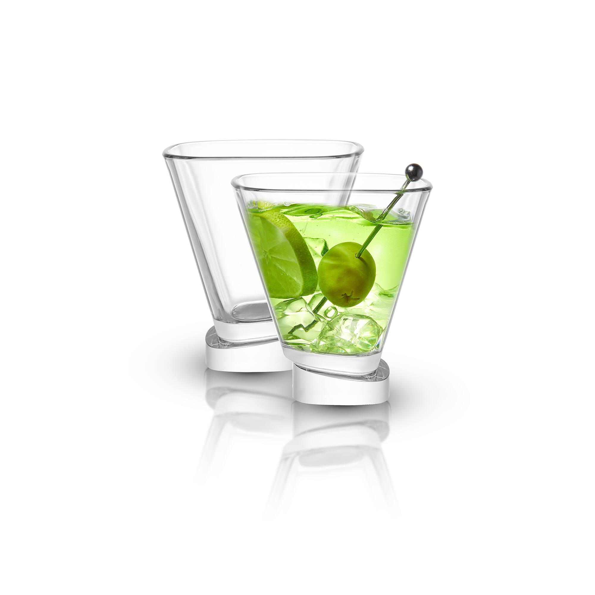 JoyJolt® 7.5oz. Aqua Vitae Square Off Base Martini Glasses, 2ct.