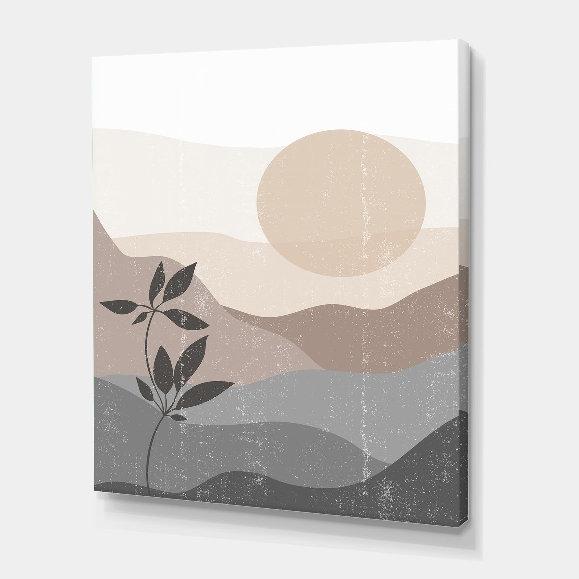 Designart - Minimalist Mountain Landscape At Sunset - Modern Canvas Wall Art Print