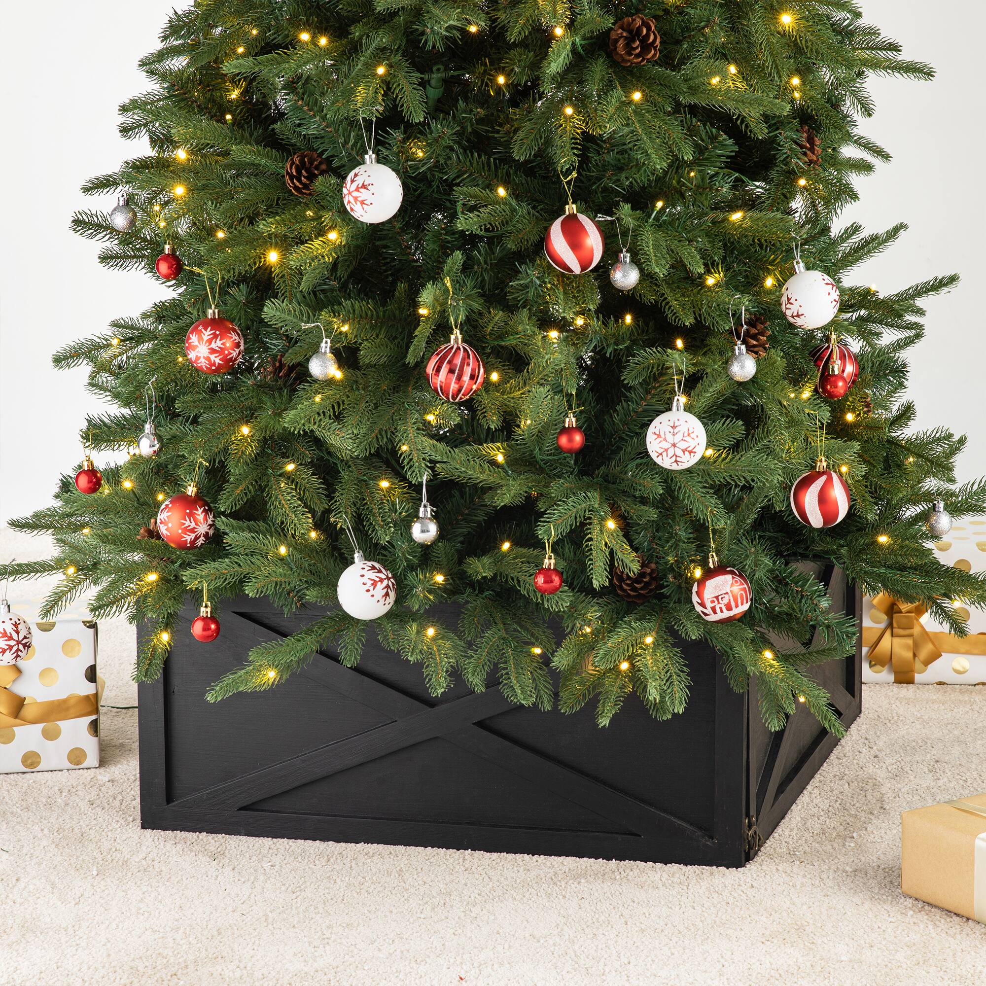 Glitzhome® 26" Black Wooden Tree Collar