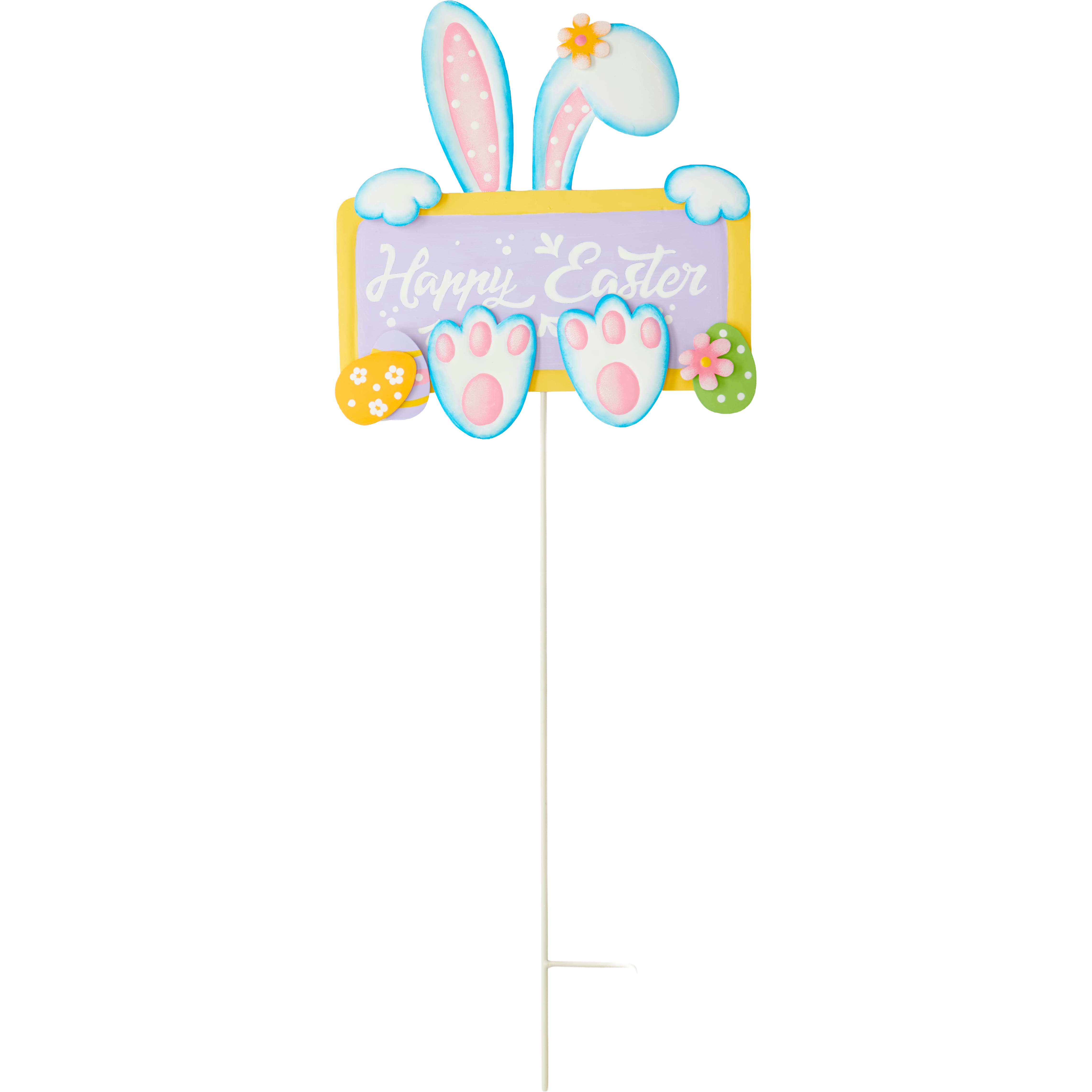 35" Metal Happy Easter Bunny Garden Stake Sign