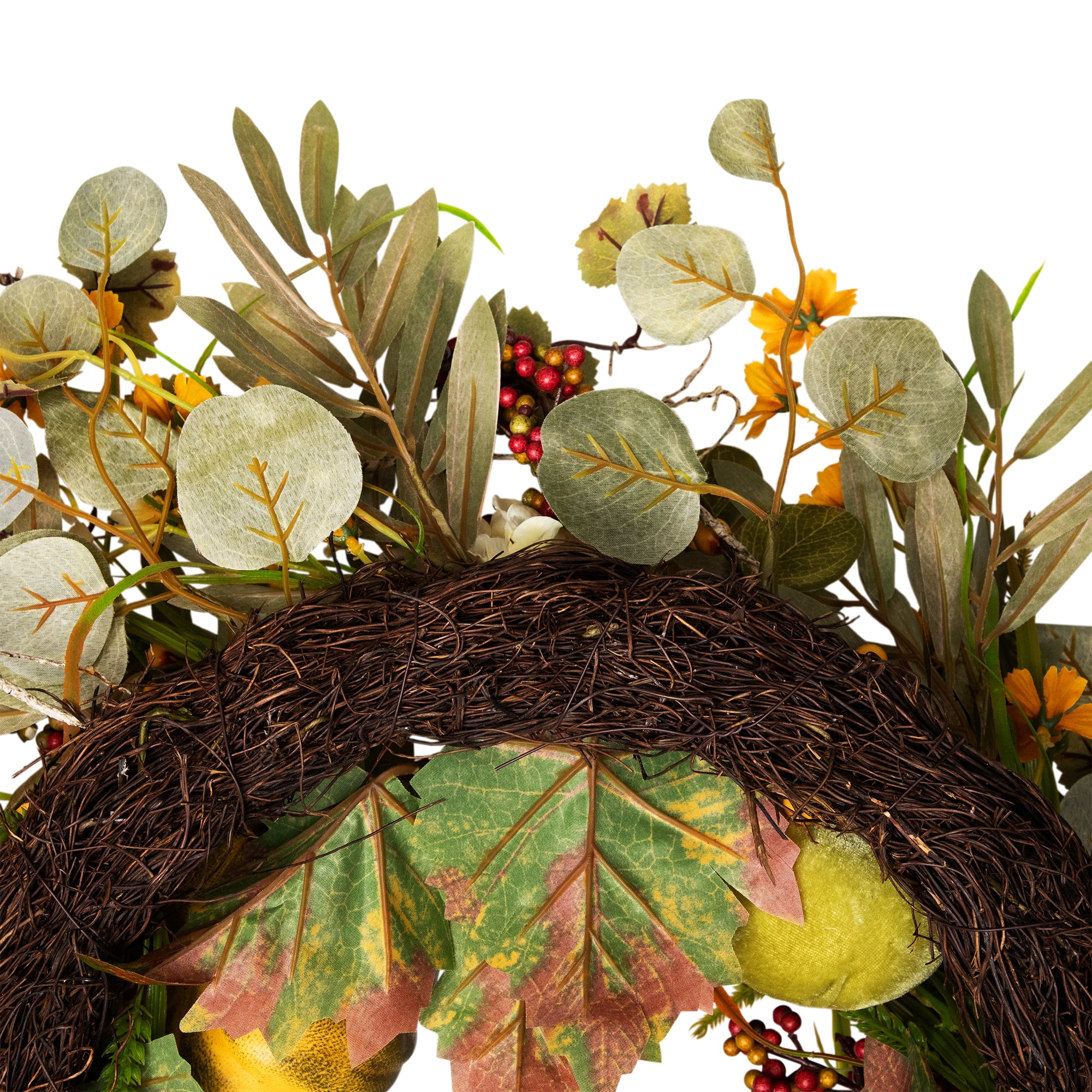 24" Pumpkins & Berries Artificial Fall Harvest Twig Wreath