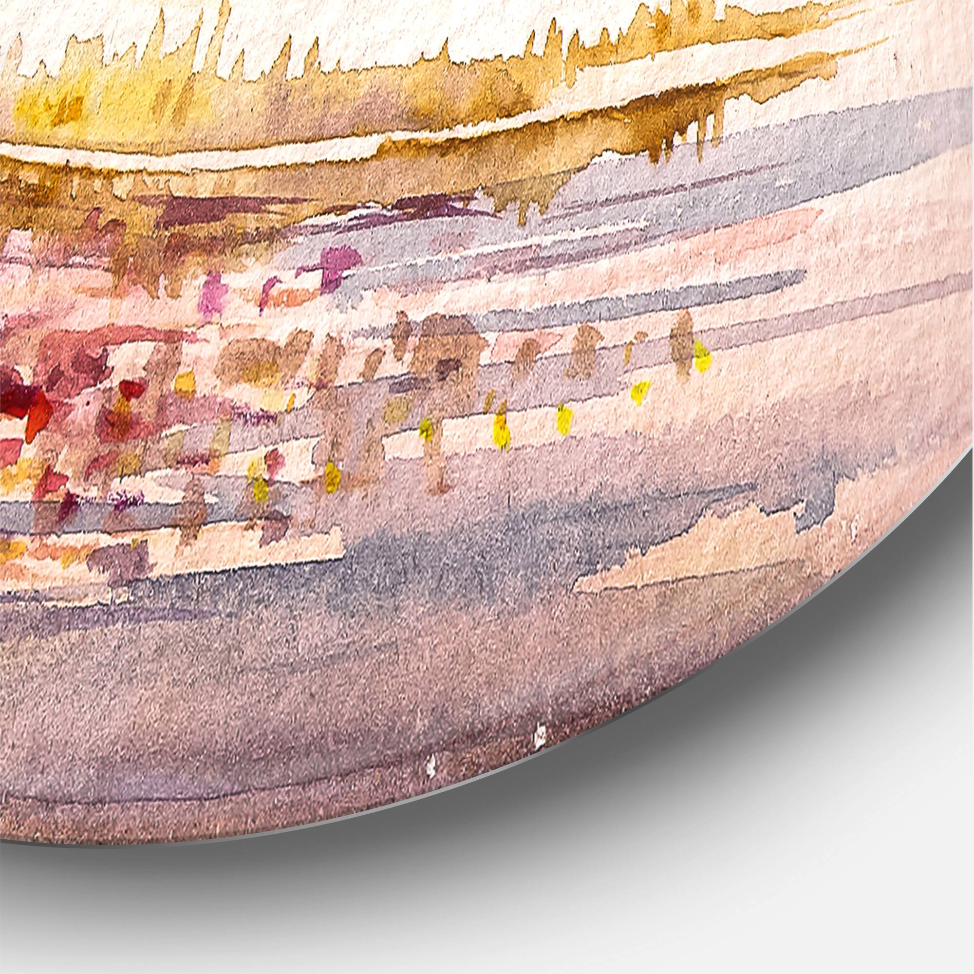 Designart - Yellow and Orange Autumn Tree - Traditional Metal Circle Wall Art