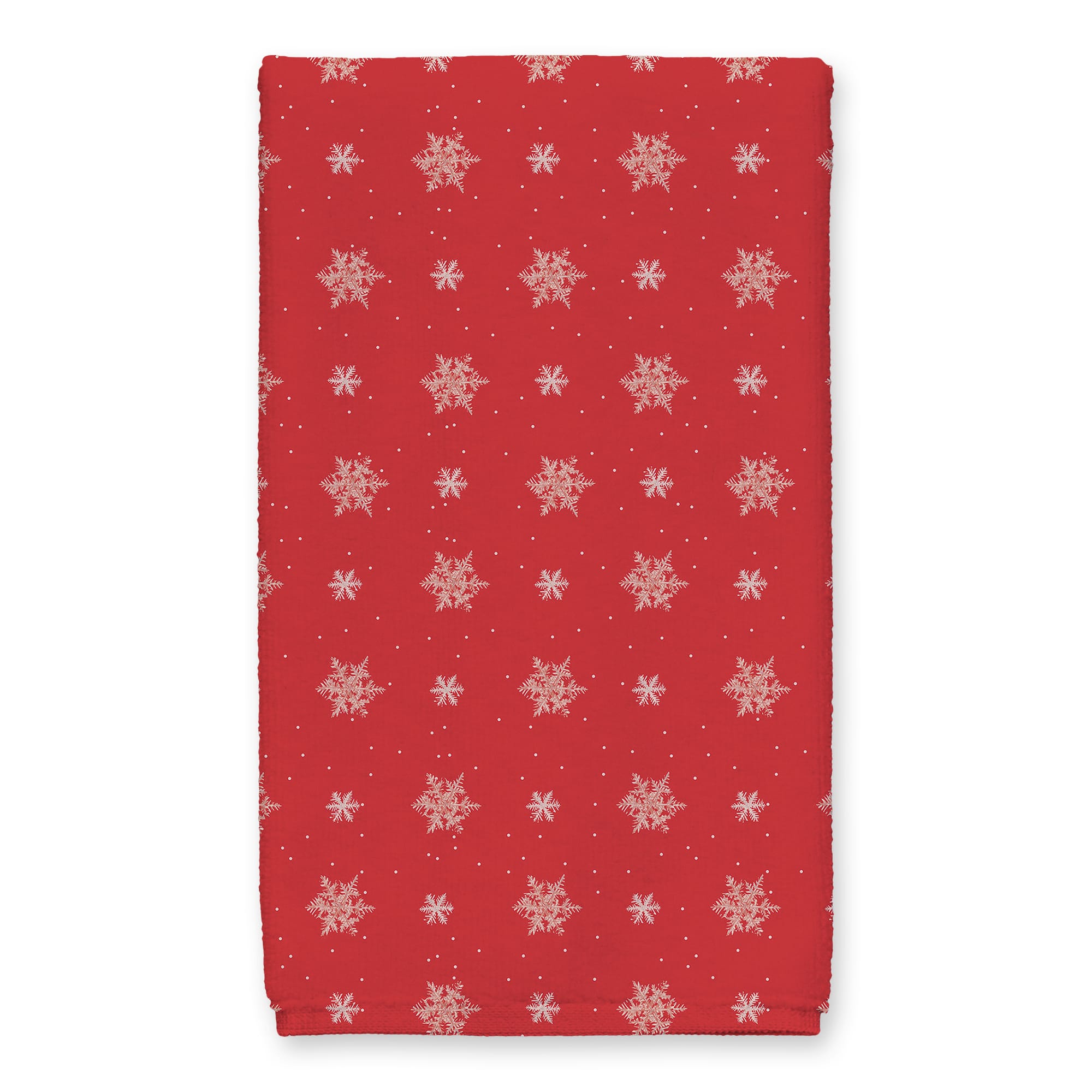 Red Snowflake Pattern Tea Towel Set