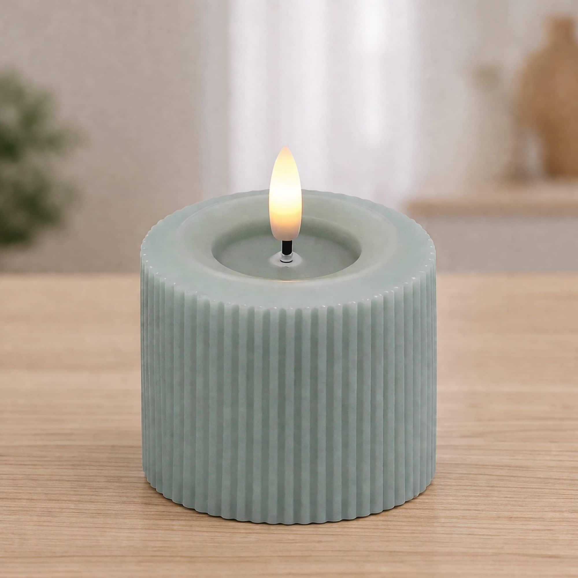 Melrose Sage FIA WICK Ribbed LED Pillar Candles