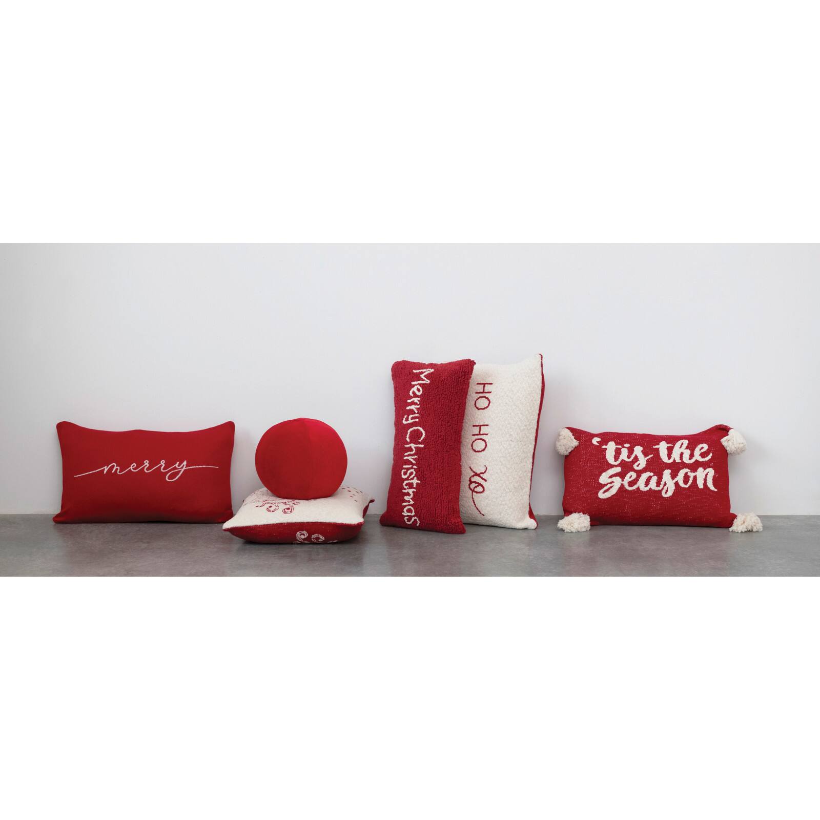 Hello Honey® 24" Ho, Ho, XO Two-Sided Cotton Knit Lumbar Pillow