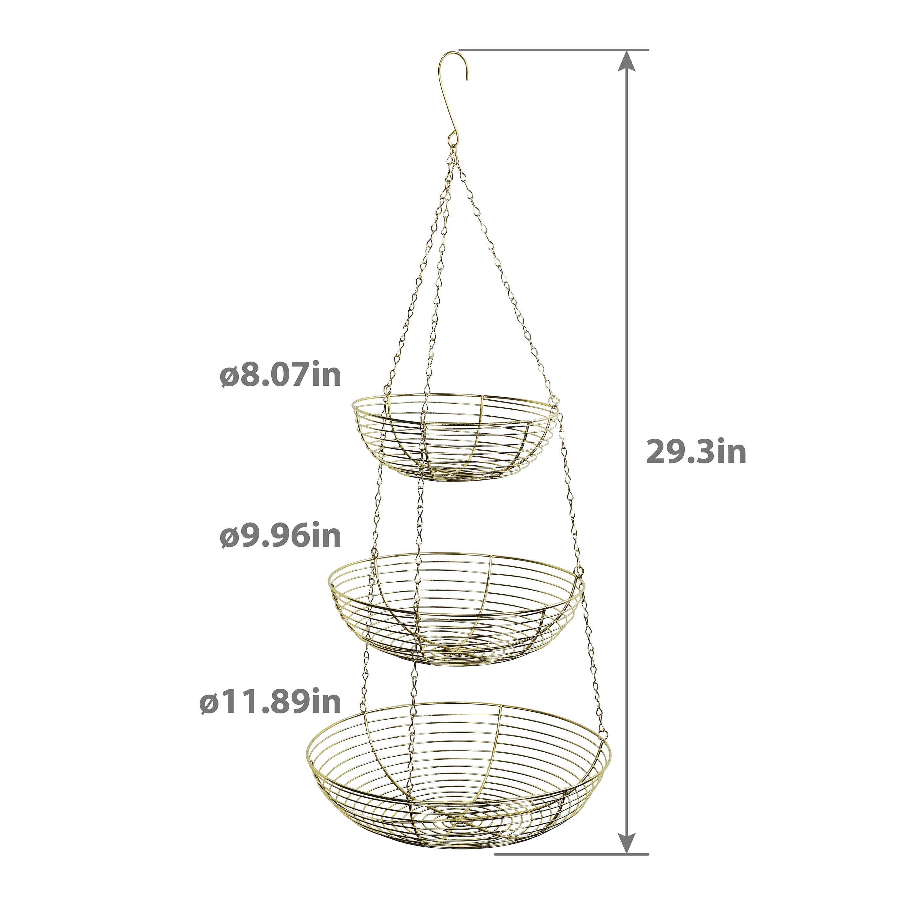 6 Pack: 12" Gold & Copper 3-Tier Hanging Metal Basket