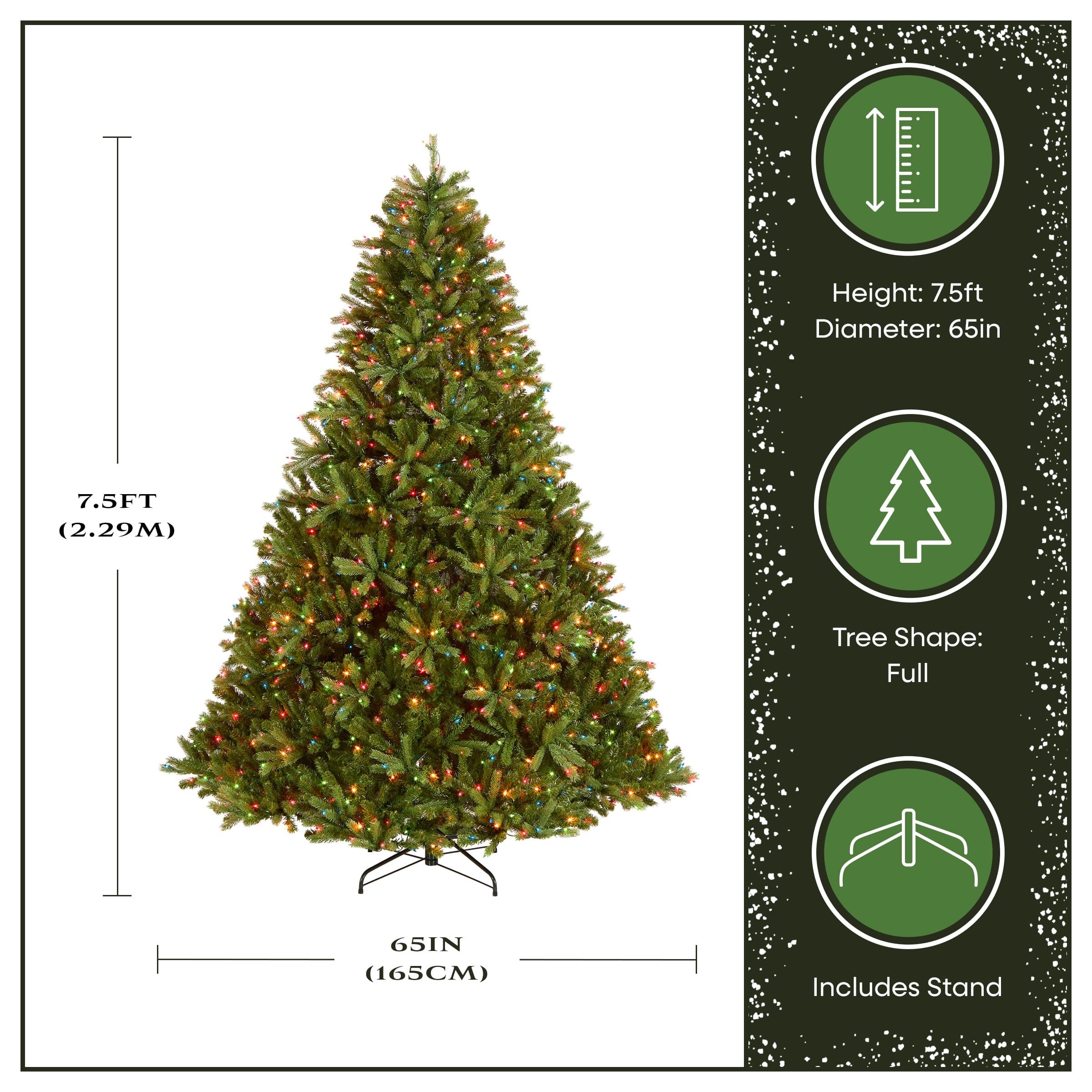 7.5ft. Pre-Lit Jersey Fraser Fir Artificial Christmas Tree, Multicolor Lights