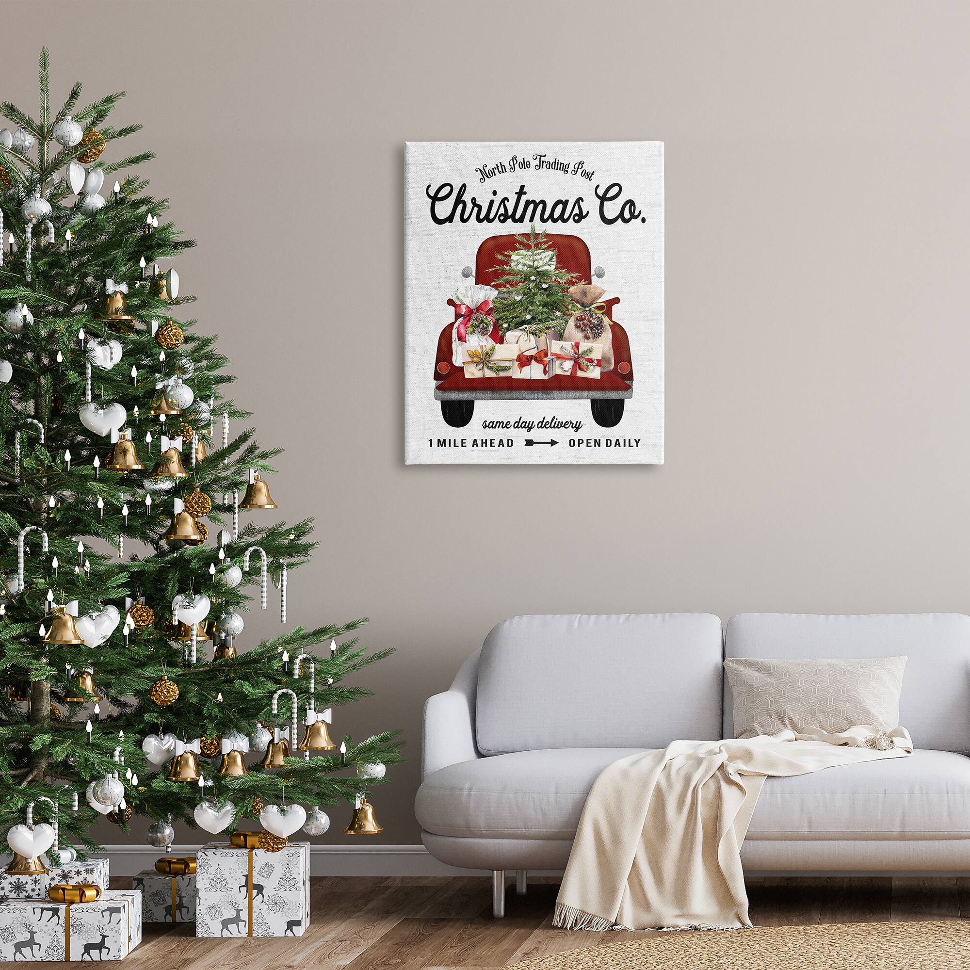 Stupell Industries North Pole Christmas Co. Sign Canvas Wall Art