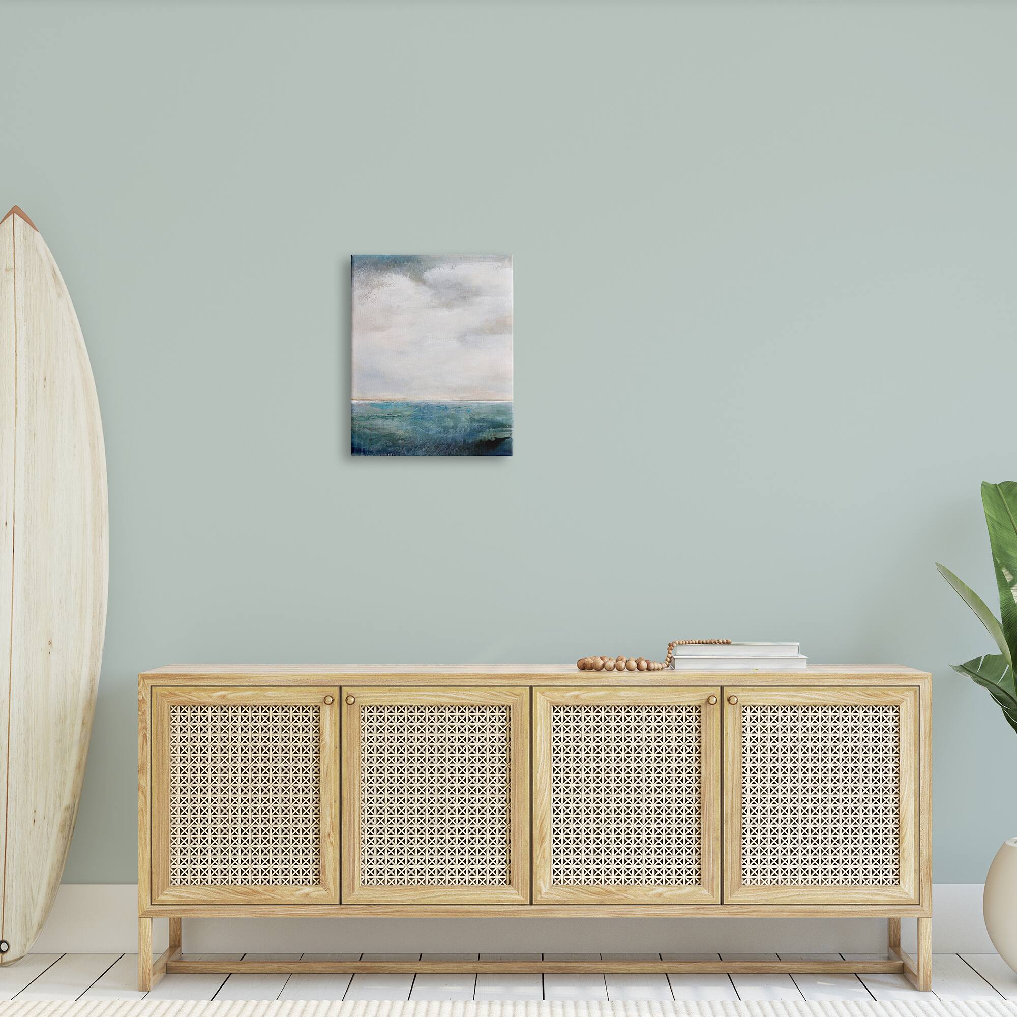 Stupell Industries Abstract Ocean Horizon Line Nautical Water Cloudy Sky Canvas Wall Art