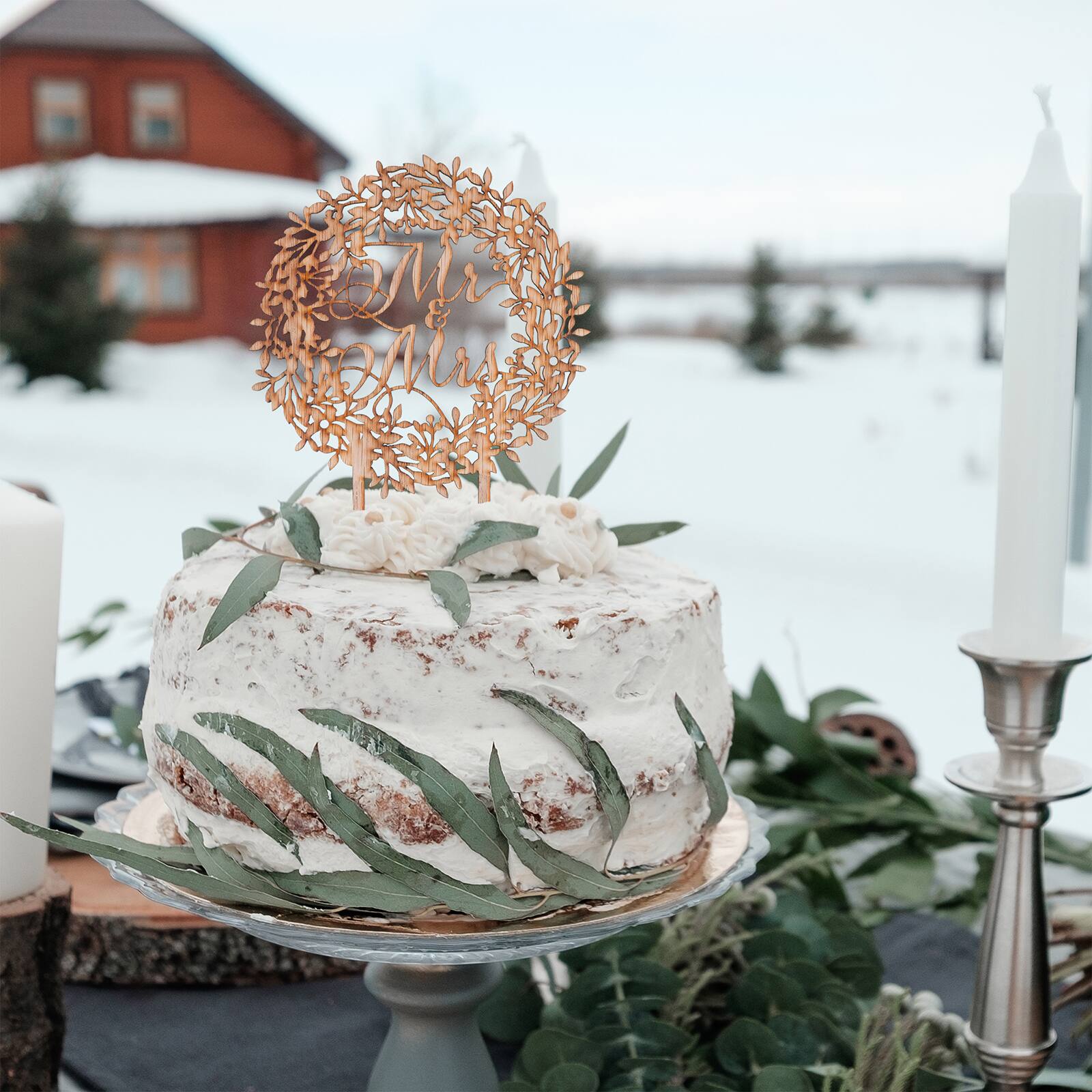 Hortense B. Hewitt Co. Rustic Wreath Wood Cake Pick