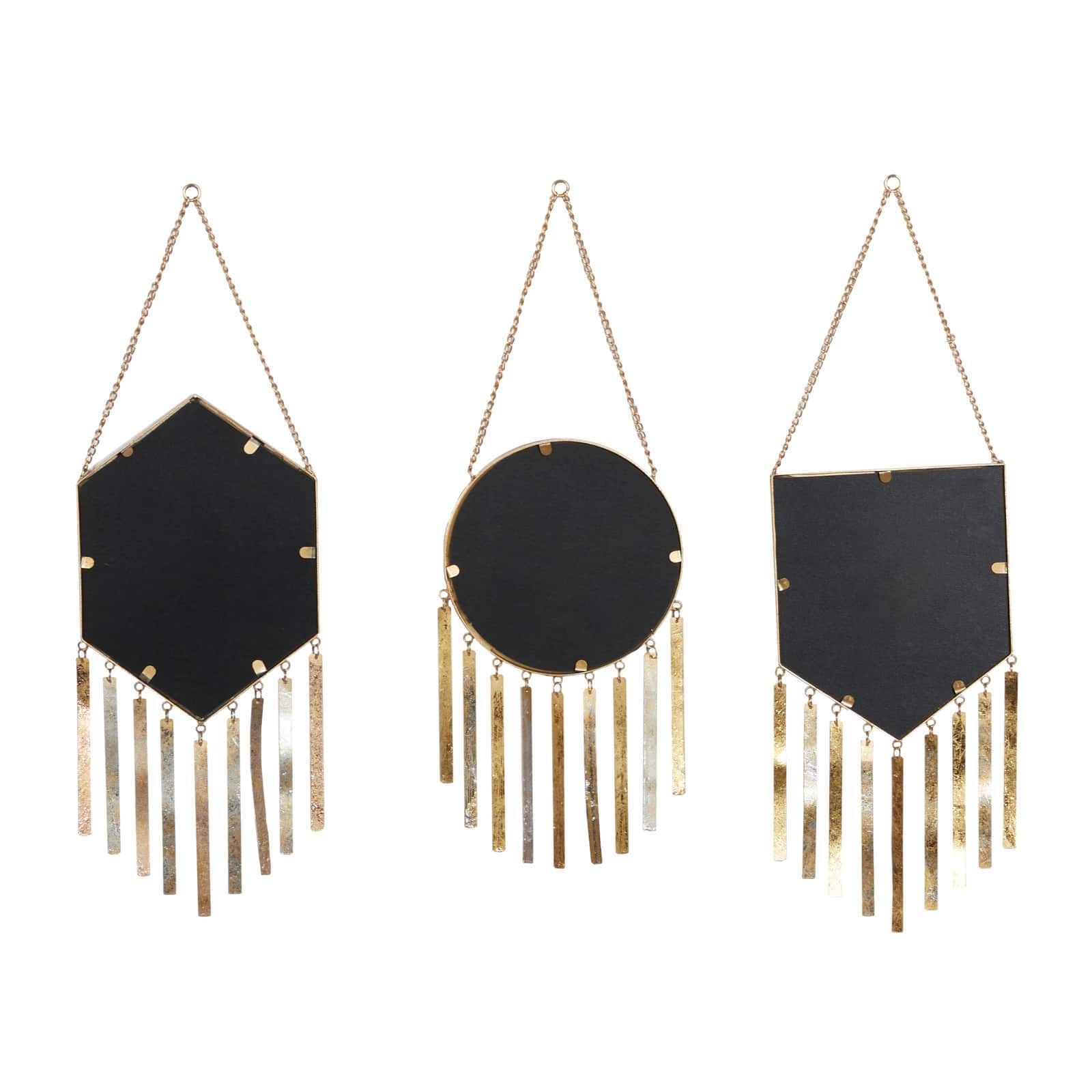 Set of 3 Gold Metal Farmhouse Wall Mirror, 9" x 27"