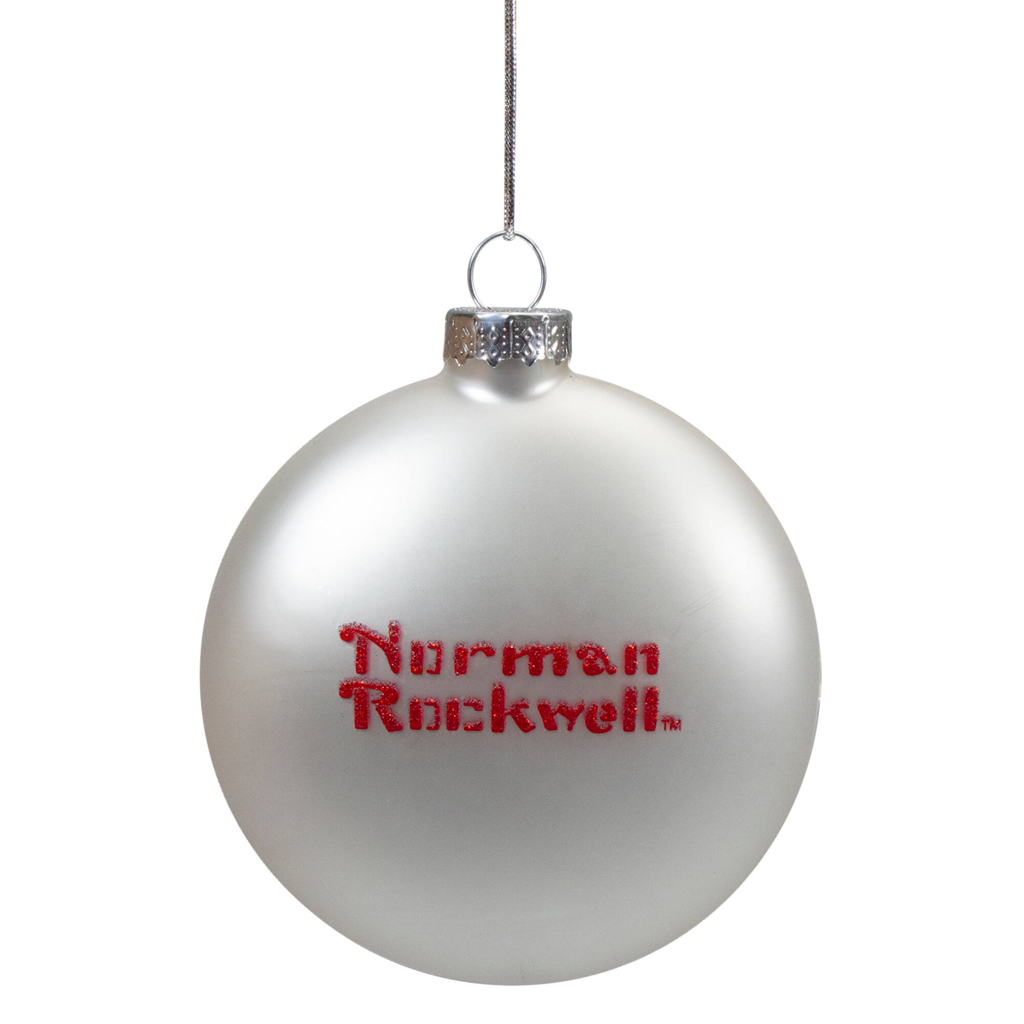 Norman Rockwell 'Santa and His Helpers' Glass Disc Christmas Ornament - 3"