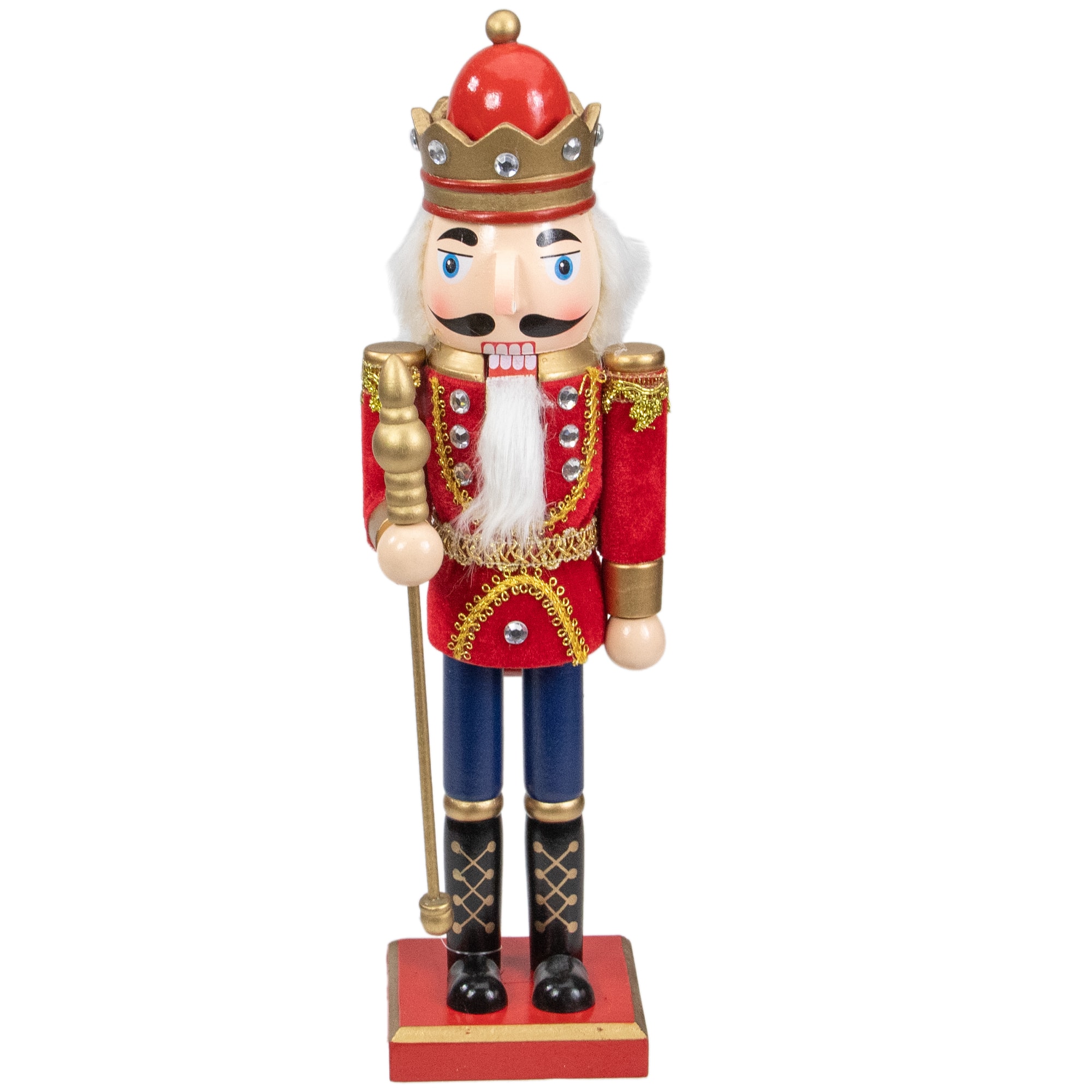 14" Wooden Nutcracker King with Scepter