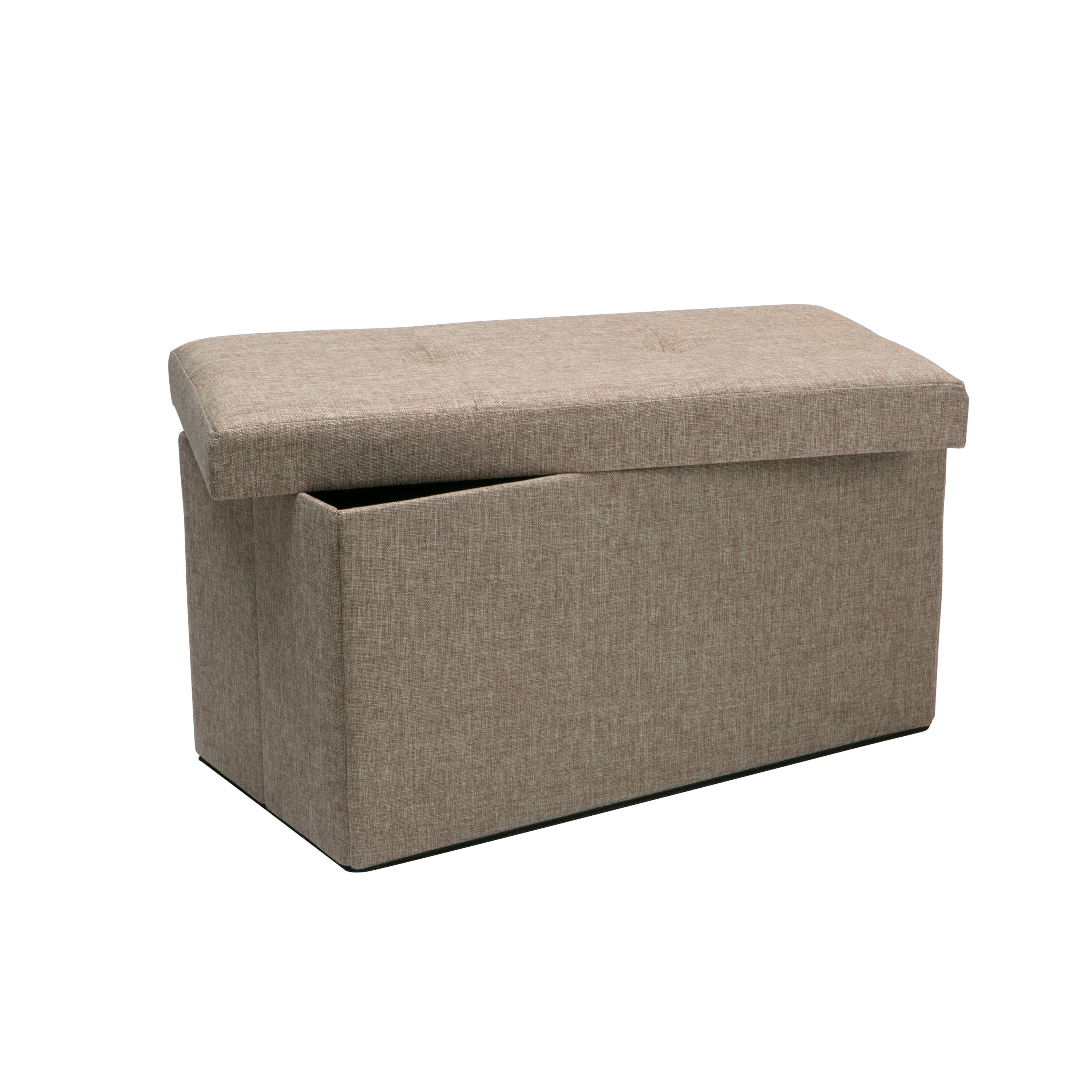 Simplify 30" Faux Linen Double Folding Storage Ottoman