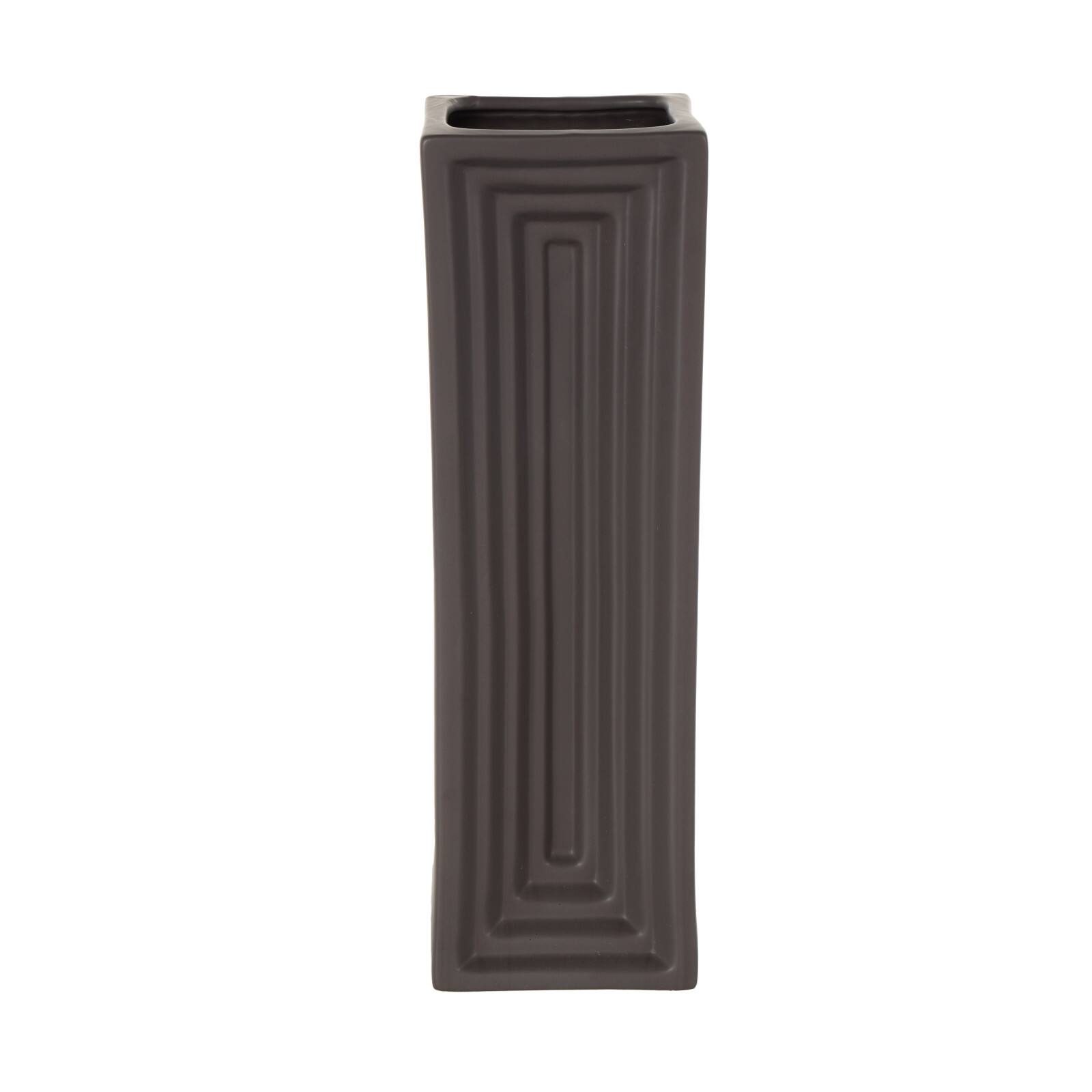 18" Black Ceramic Rectangular Decorative Vase