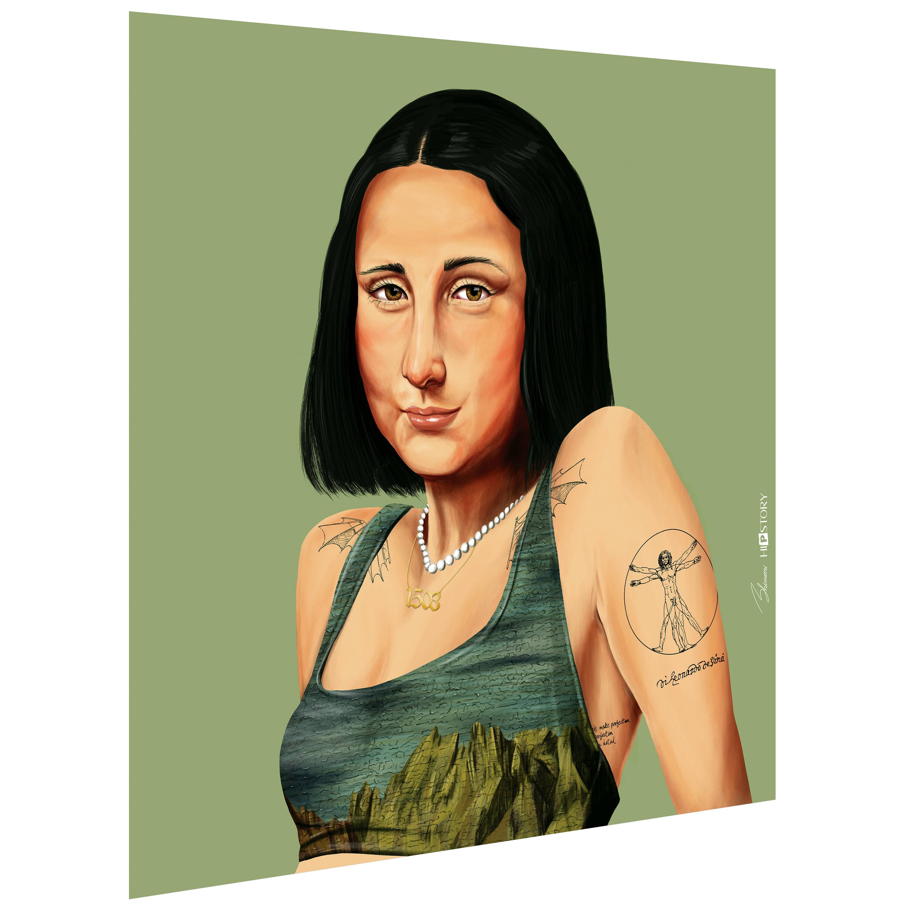 Empire Art Direct Hipstory™ 24" x 24" Hip Mona Lisa Frameless Free Floating Printed Tempered Glass Wall Art