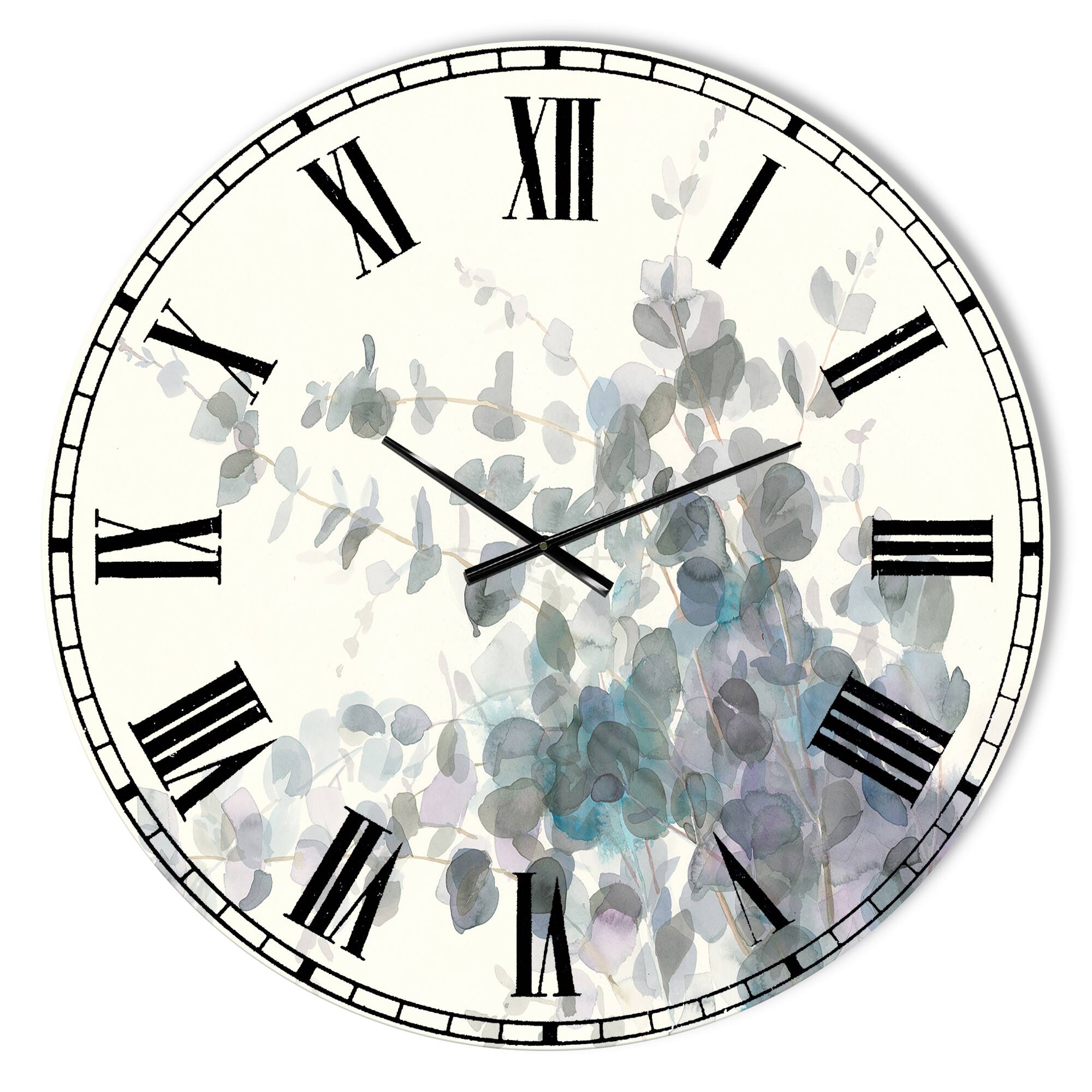 Designart Grey Watercolor Flower II Traditional Wall Clock