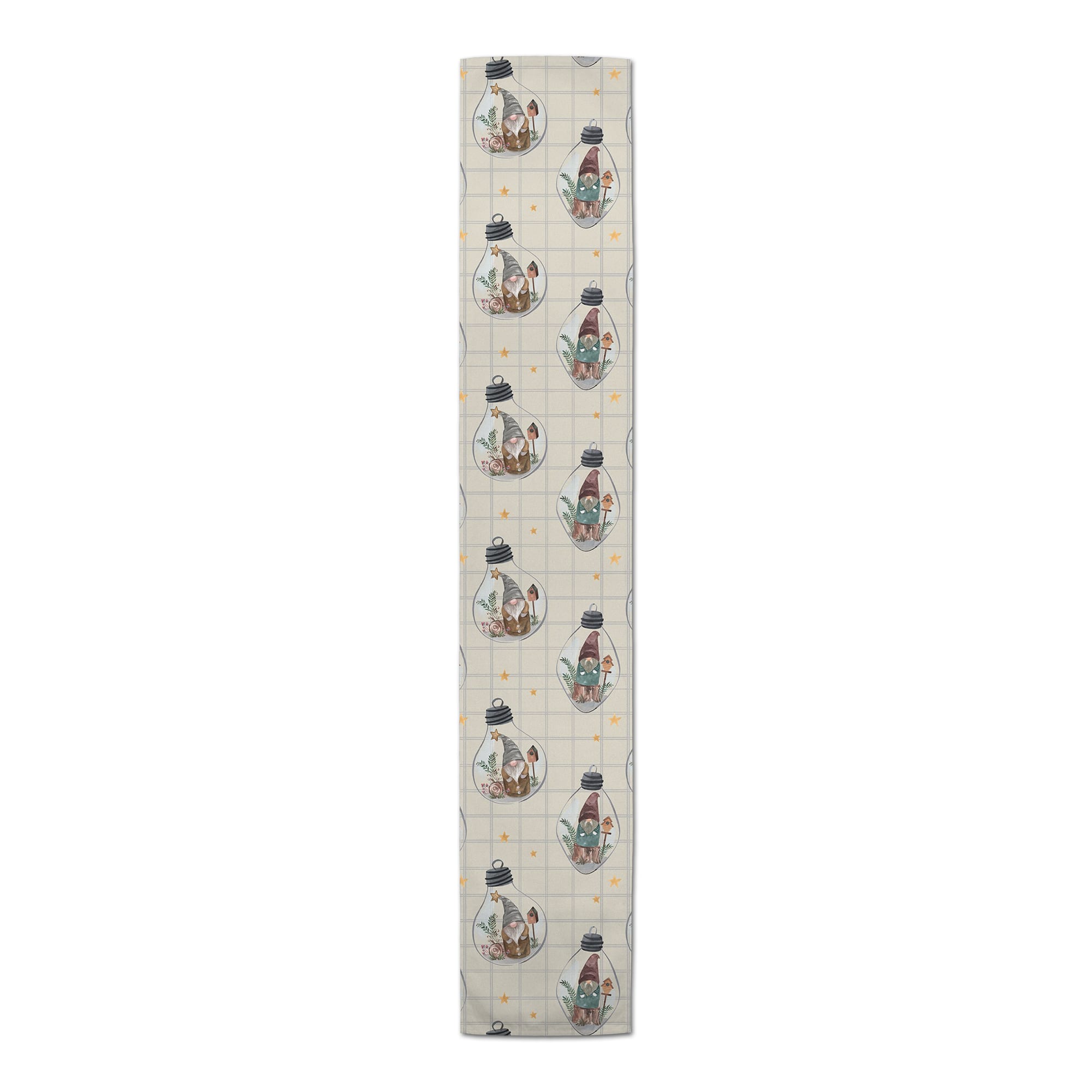 90" & Check Gnome Globe Pattern Cotton Twill Runner