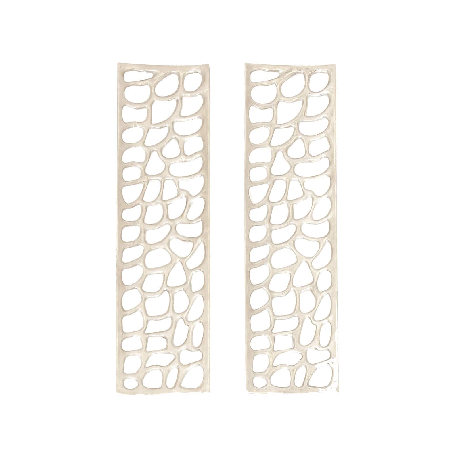 Silver Aluminum Modern Abstract Rectangle Wall Décor Set