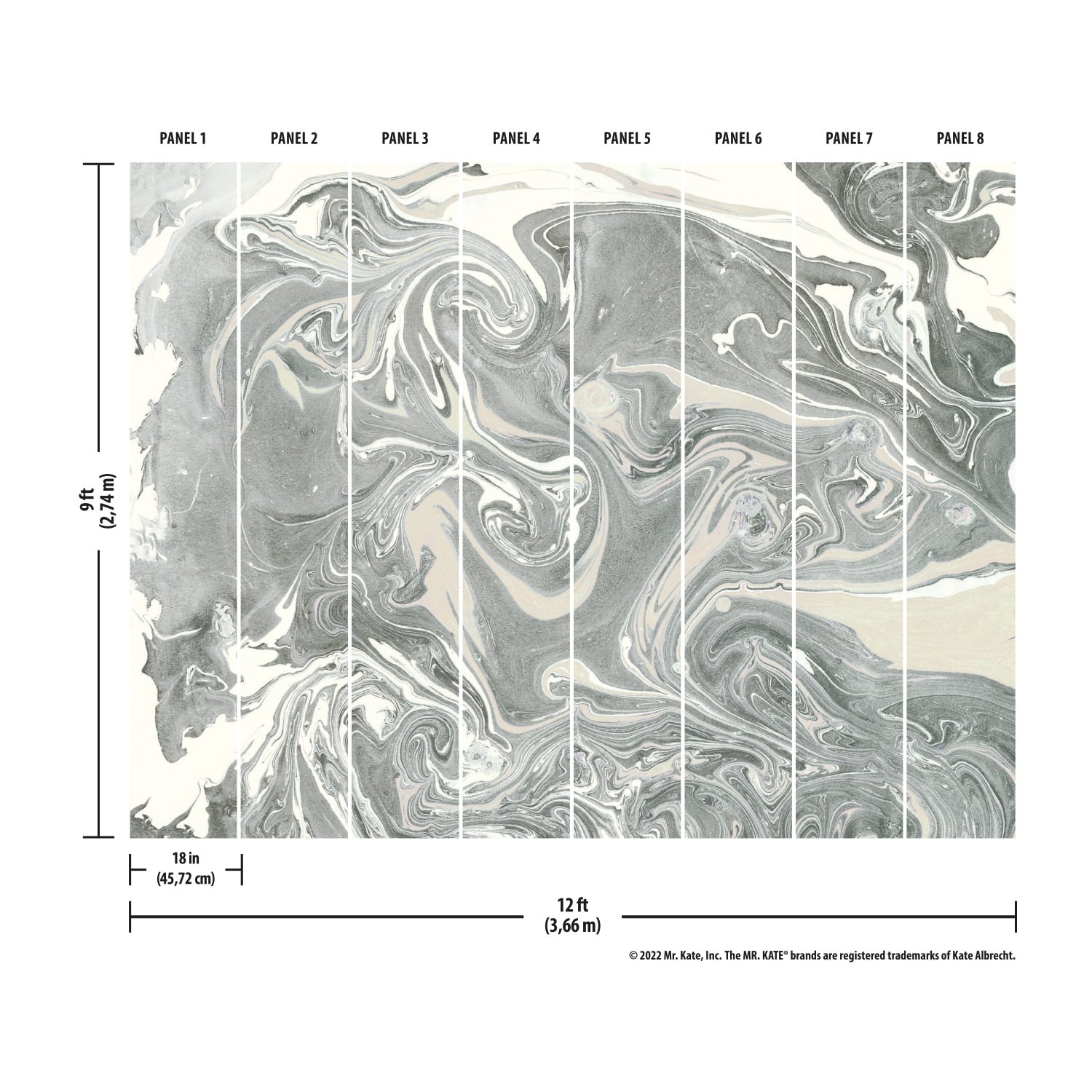 RoomMates Mr. Kate Acrylic Pour Peel & Stick Wallpaper Mural
