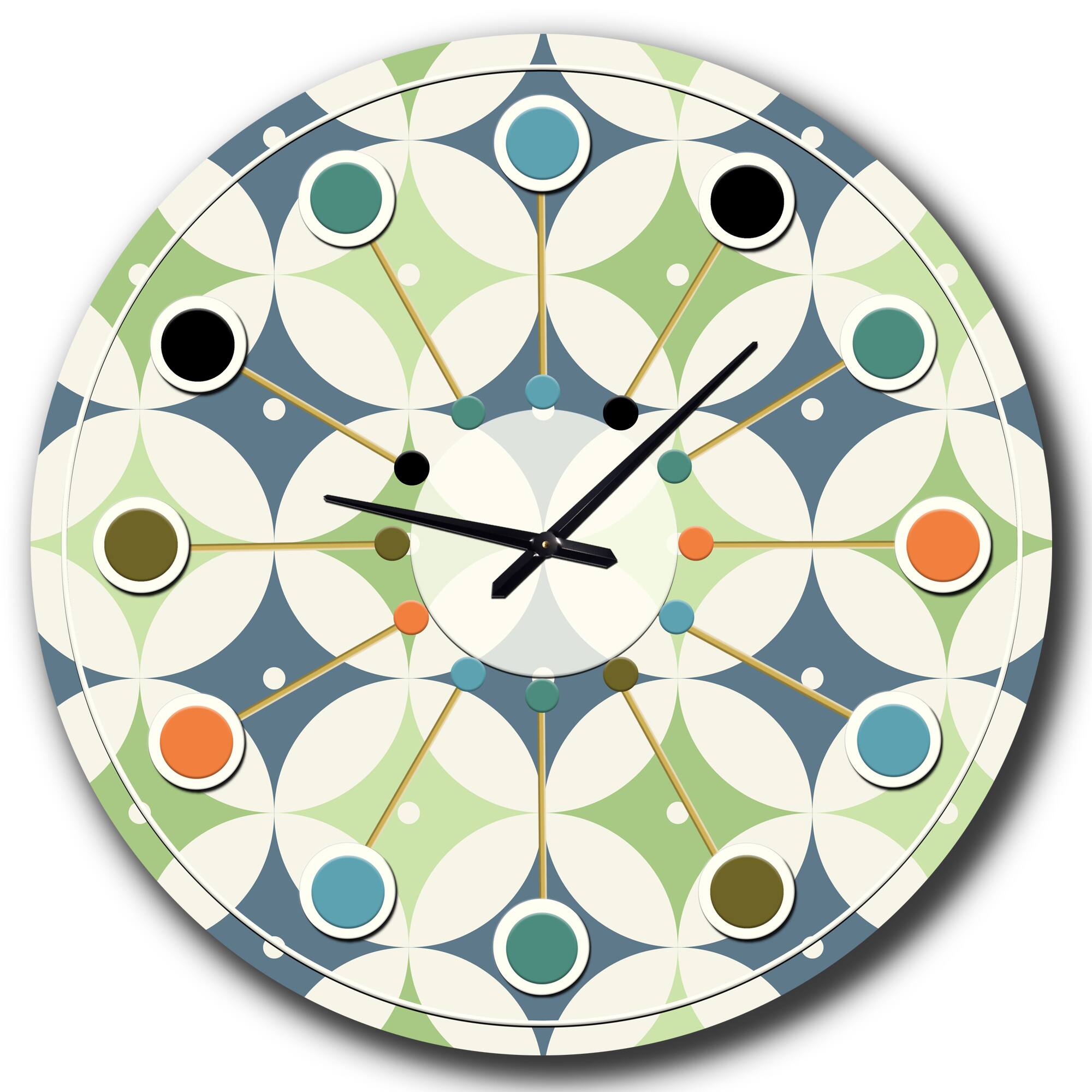 Designart 'Retro Geometric Design V Mid-Century Modern Wall Clock
