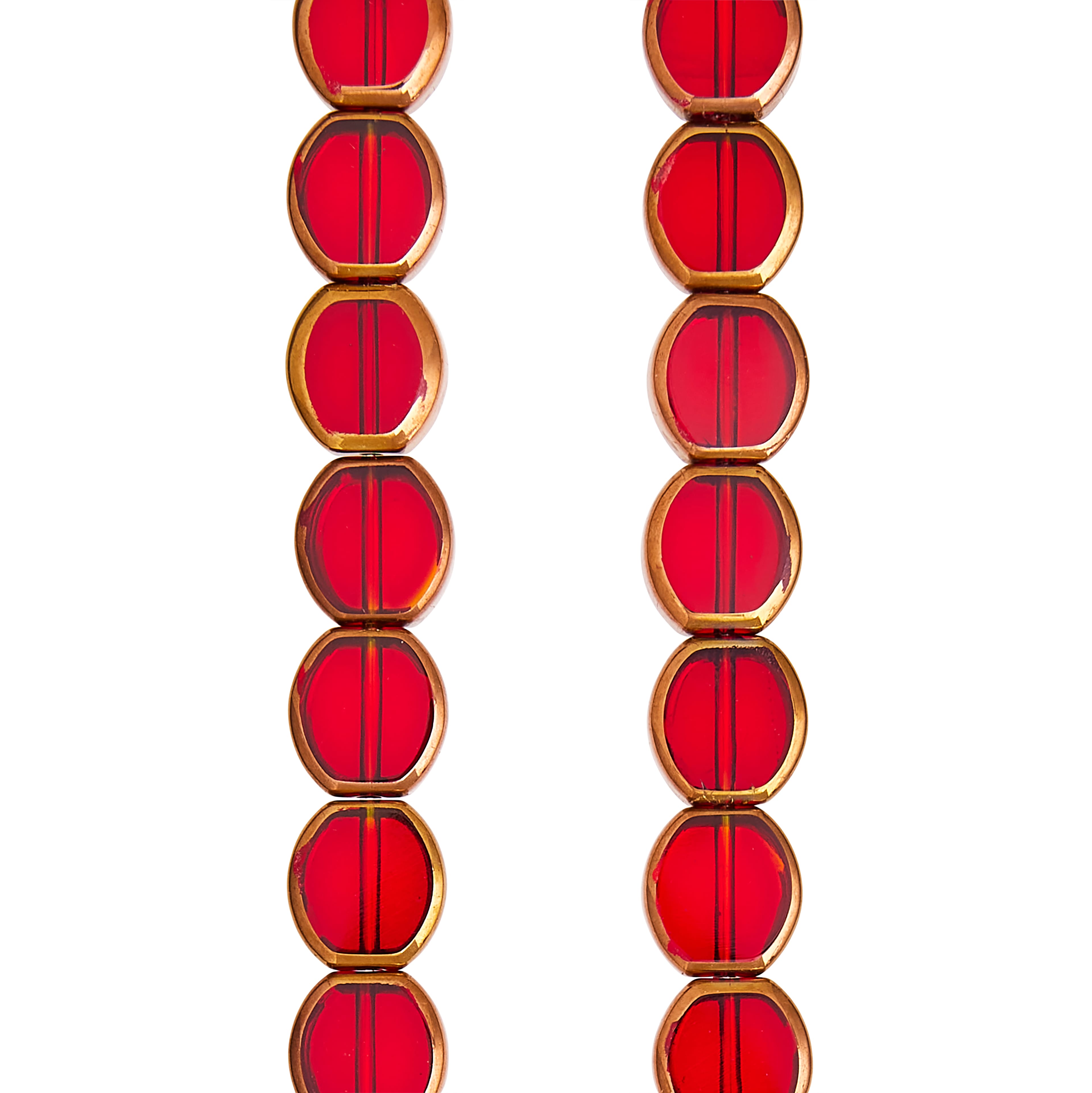 12 Pack: Ruby Table Cut Glass Lentil Beads, 10mm by Bead Landing™