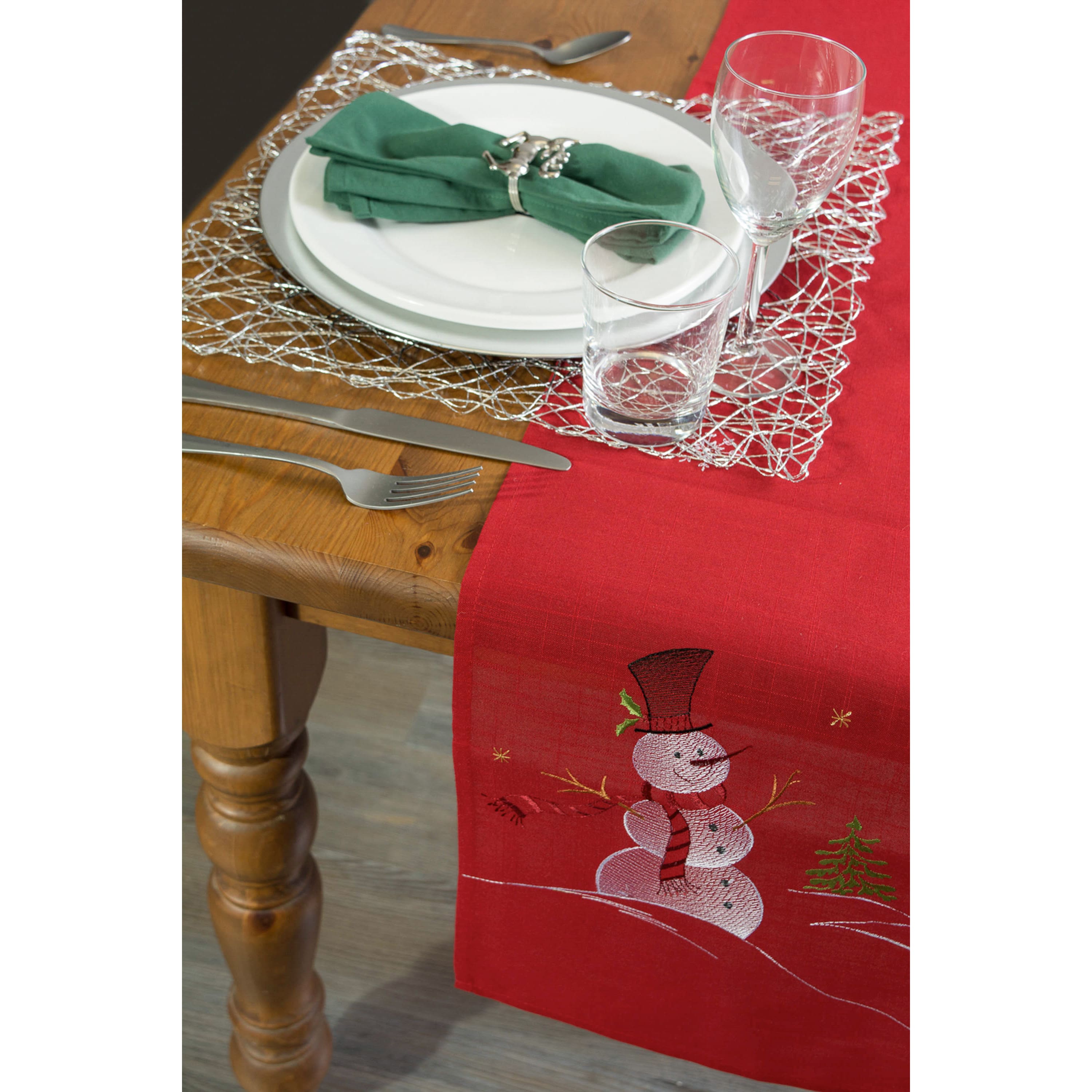 DII® 108" Snowman Embroidered Table Runner