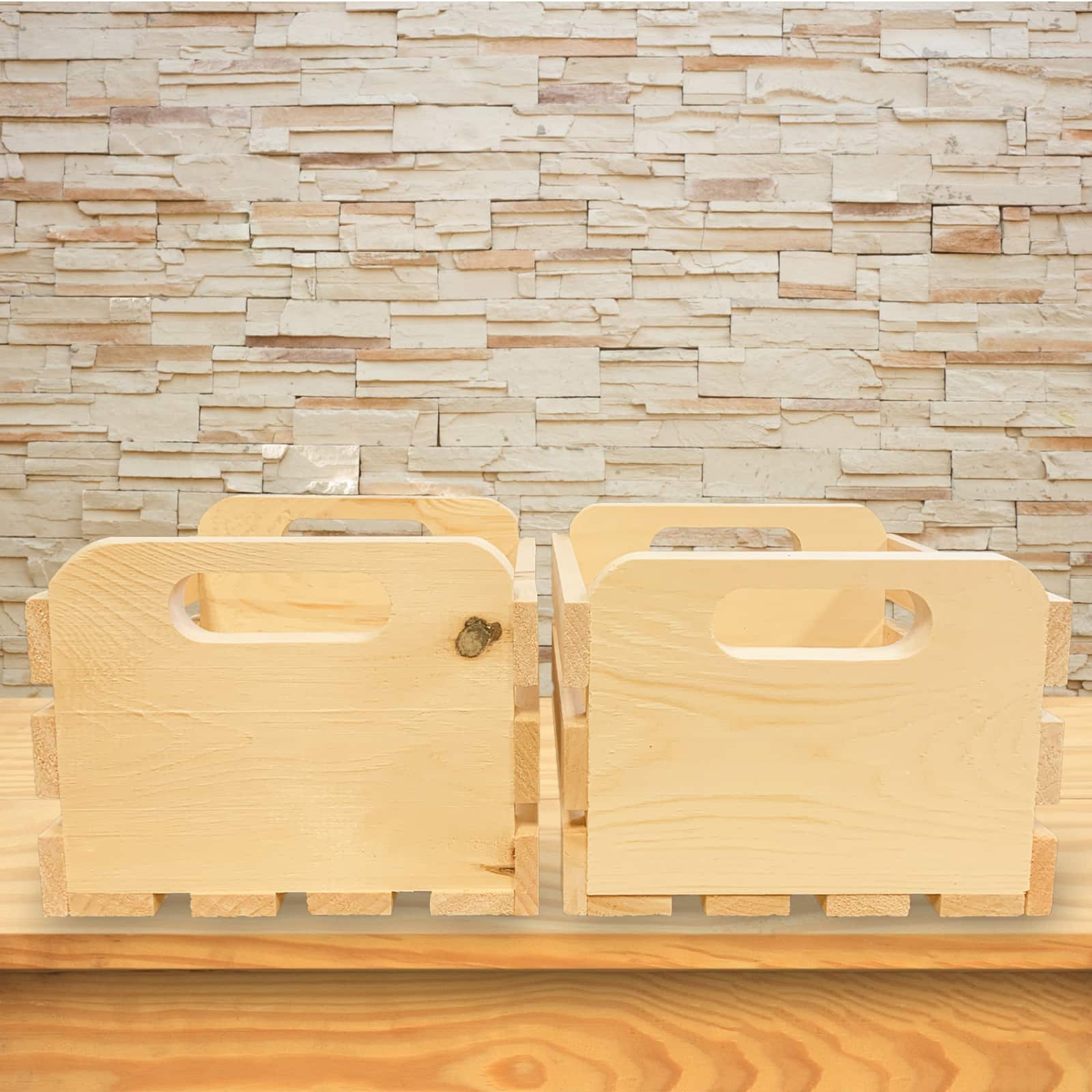 Wilson® Enterprises 8" x 7" x 5.5" Pine Handle Crates, 2ct.