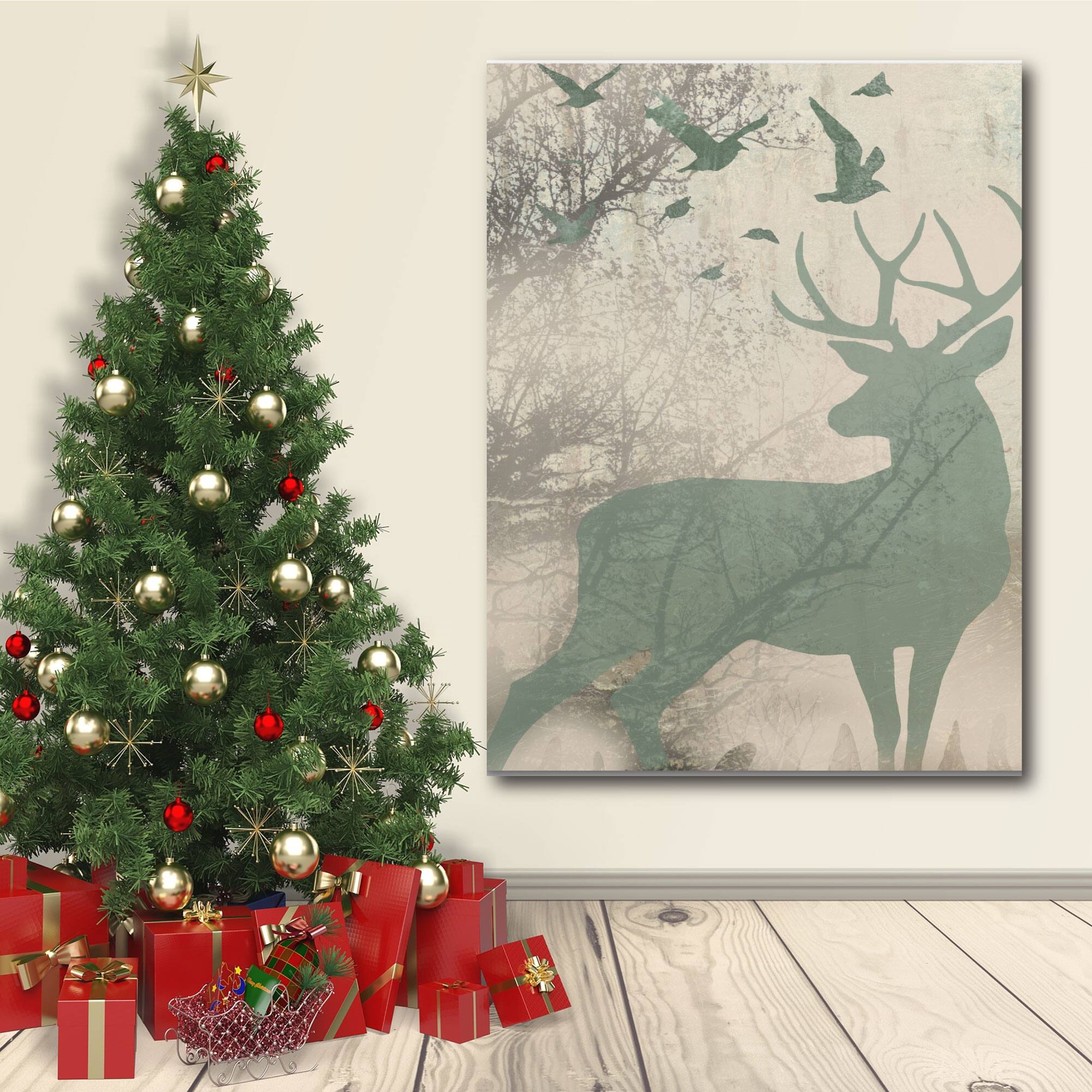 Courtside Market® Golden Reindeer I Gallery-Wrapped Canvas Wall Art
