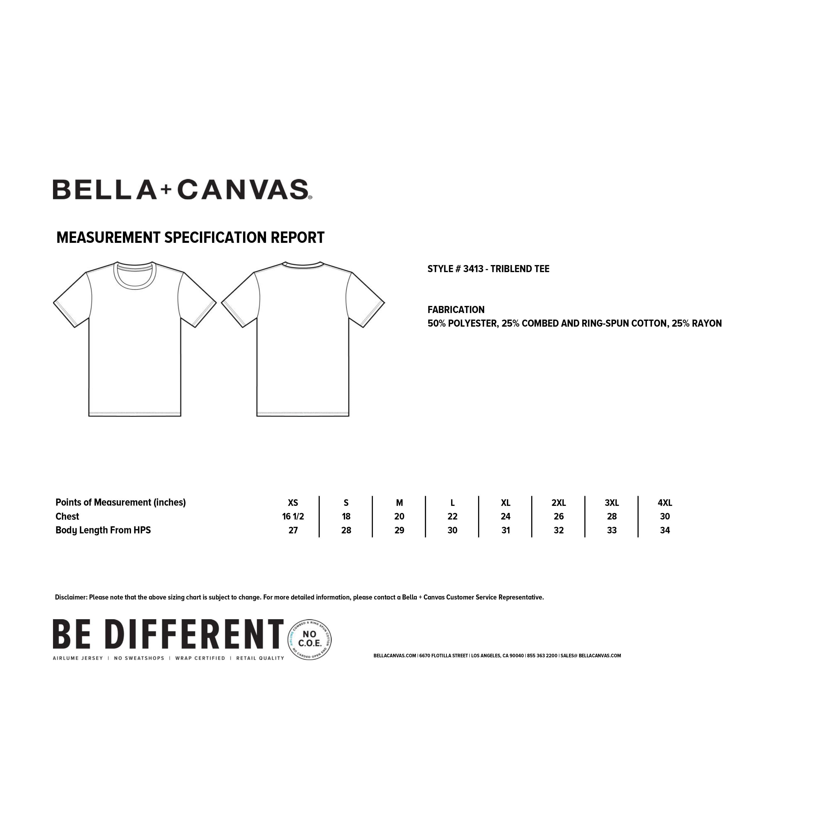 6 Pack: BELLA+CANVAS® Adult Unisex Tri Blend T-Shirt