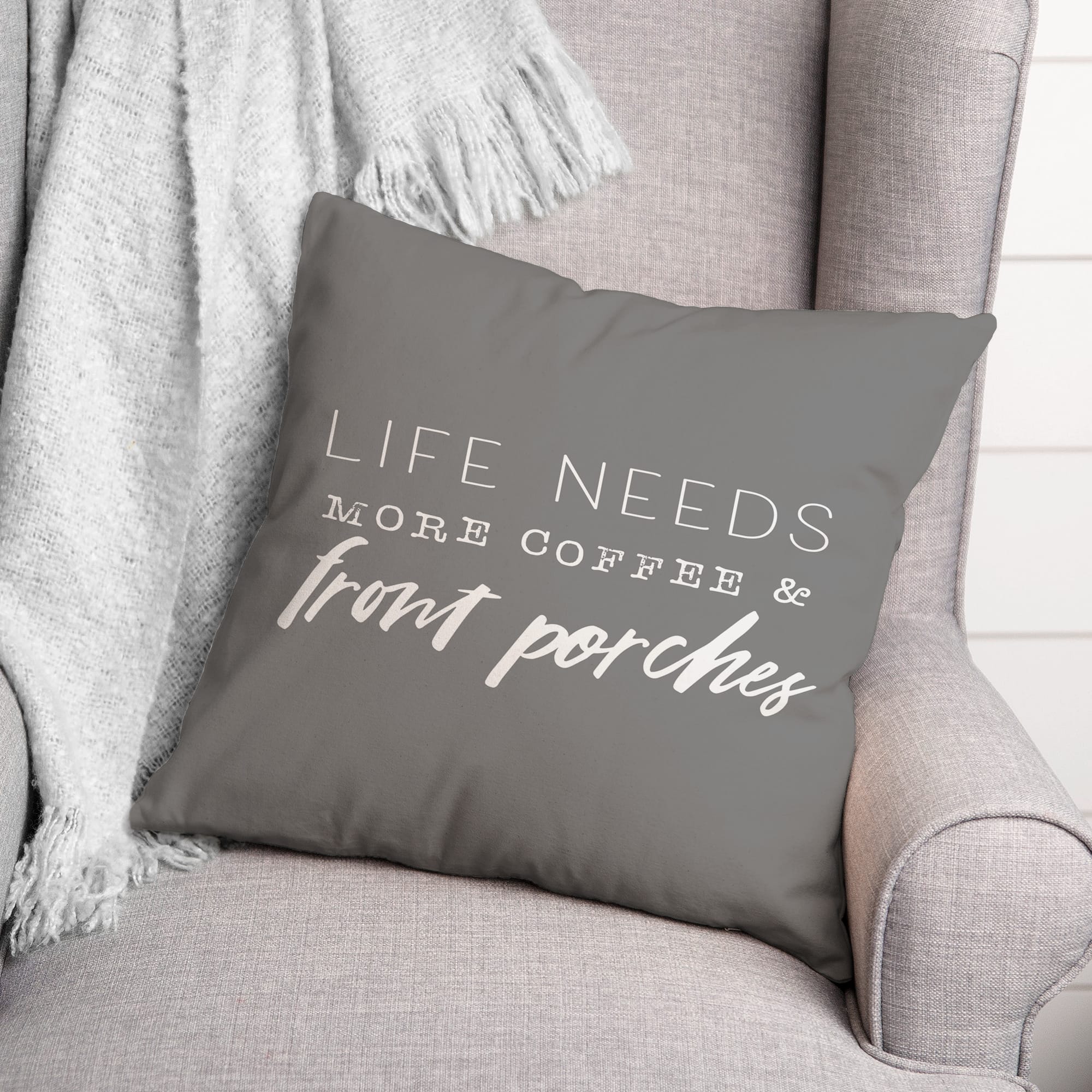 18" x 18" Coffee & Porches Throw Pillow