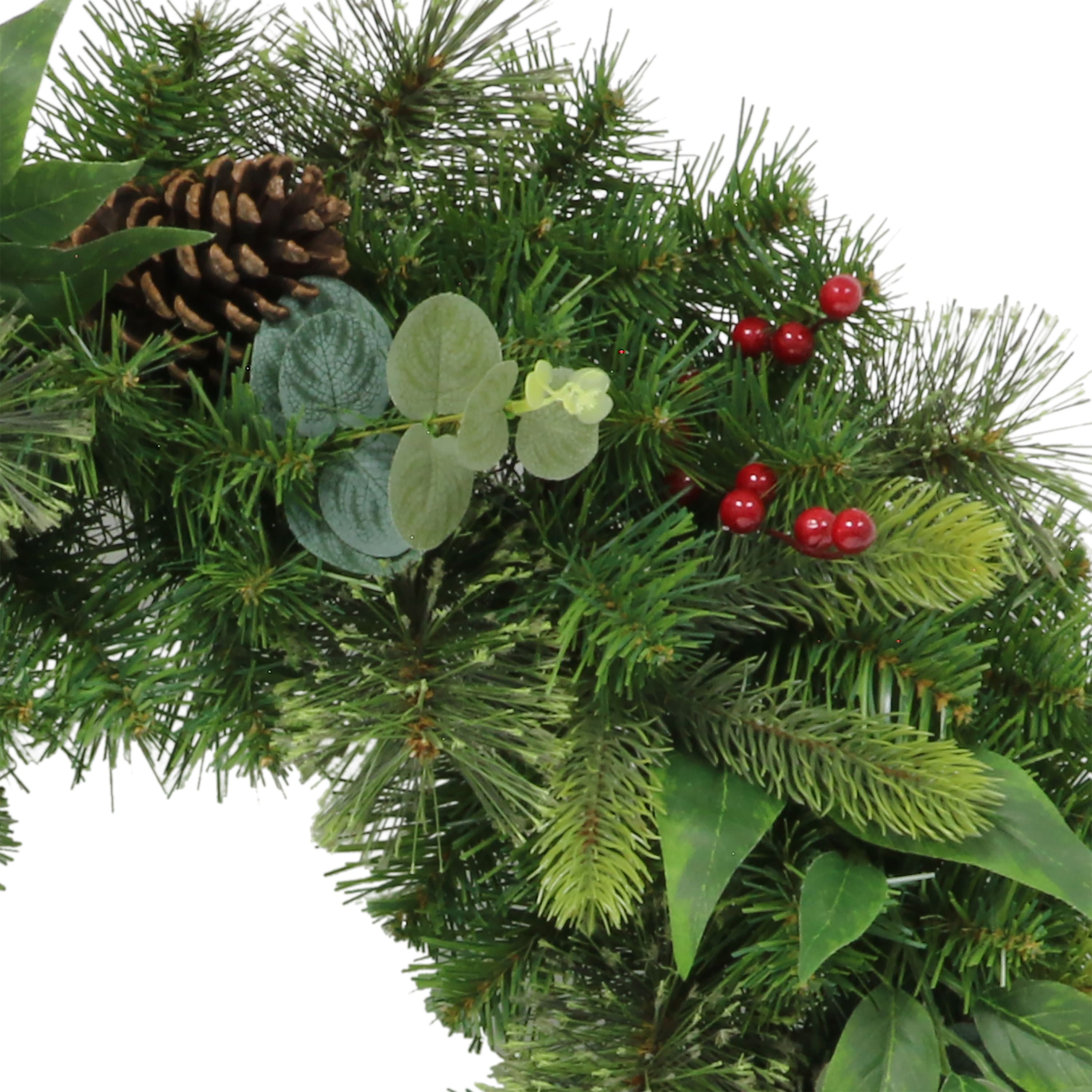 6 Pack: 24" Pine, Cones & Red Berries Wreath