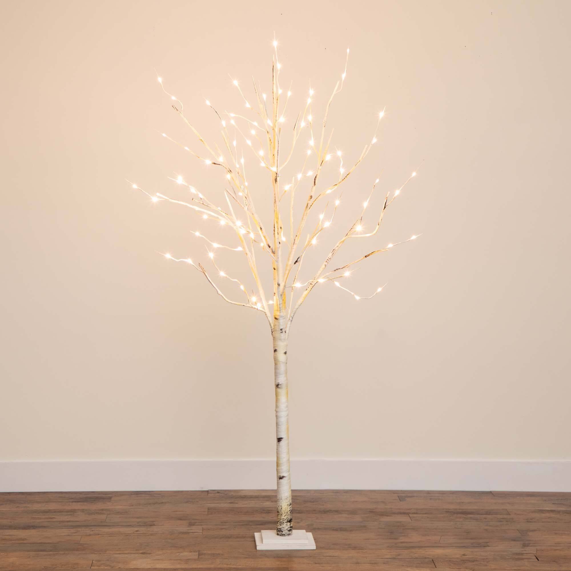 6ft. Pre-Lit White Birch Artificial Christmas Tree, Warm White LED Lights